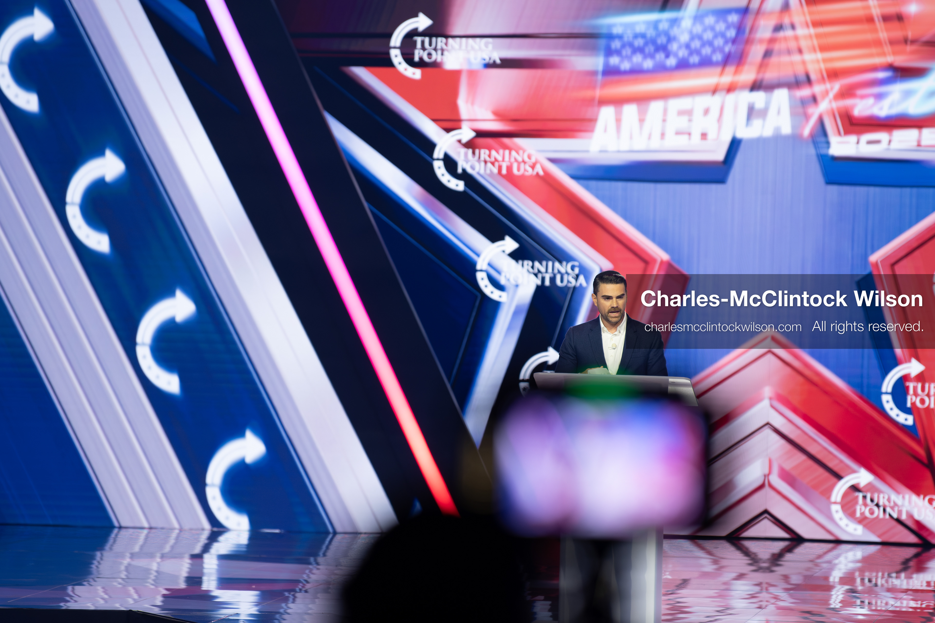 December 18, 2025, Phoenix, Arizona, USA: Ben Shapiro speaks during Day One of Turning Point USA’s AmericaFest 2025 at the Phoenix Convention Center in Phoenix, Arizona.   (Credit Image: © Charles‑McClintock Wilson/ZUMA Press Wire)