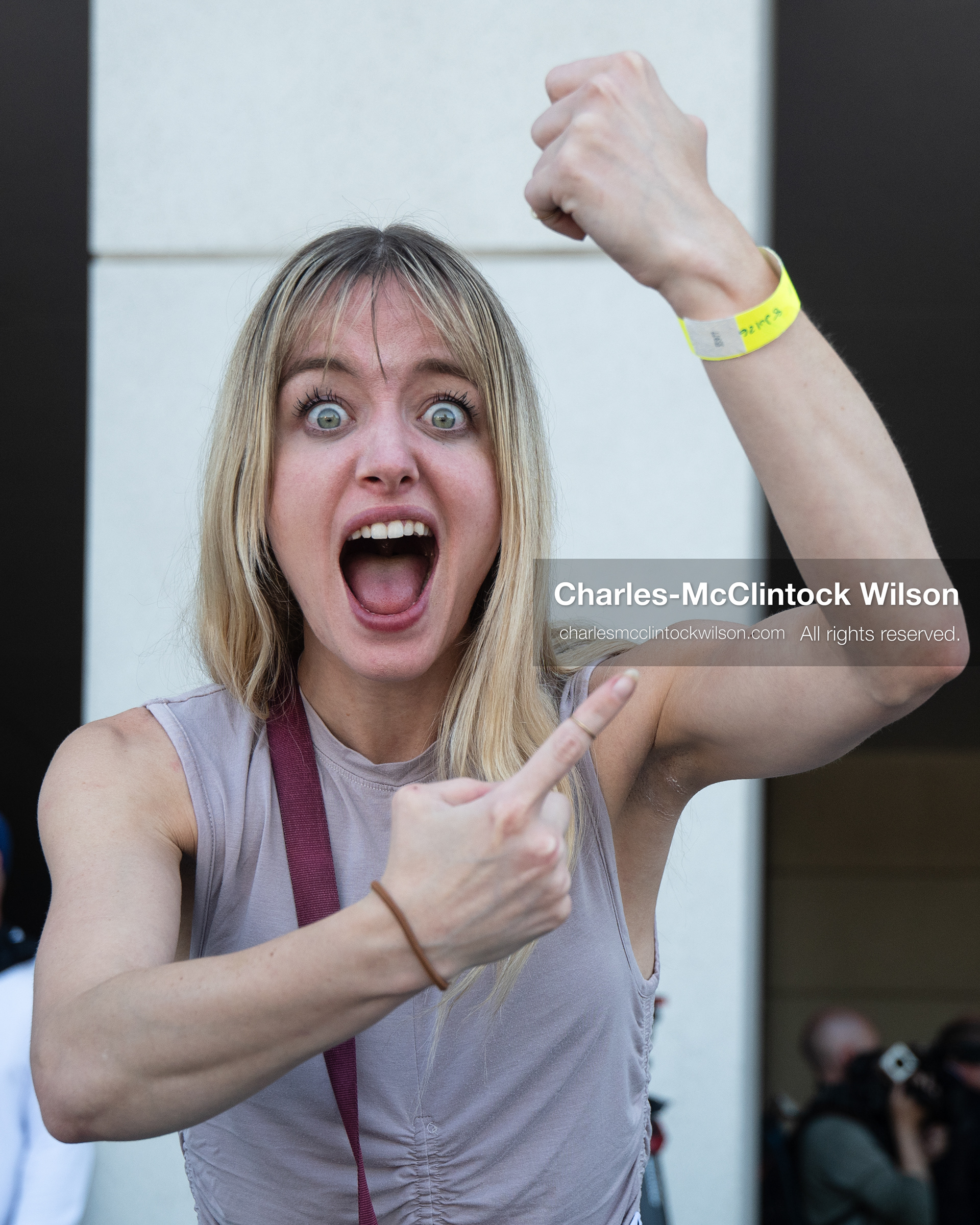  July 8, 2026, Provo, Utah, USA: BILLIE WEBB, a social media influencer, shows her wristband outside the Fourth District Court after receiving one of the limited public access wristbands distributed on a first come first served basis for the preliminary hearing in the Tyler Robinson case. (Credit Image: © Charles-McClintock Wilson/ZUMA Press Wire)