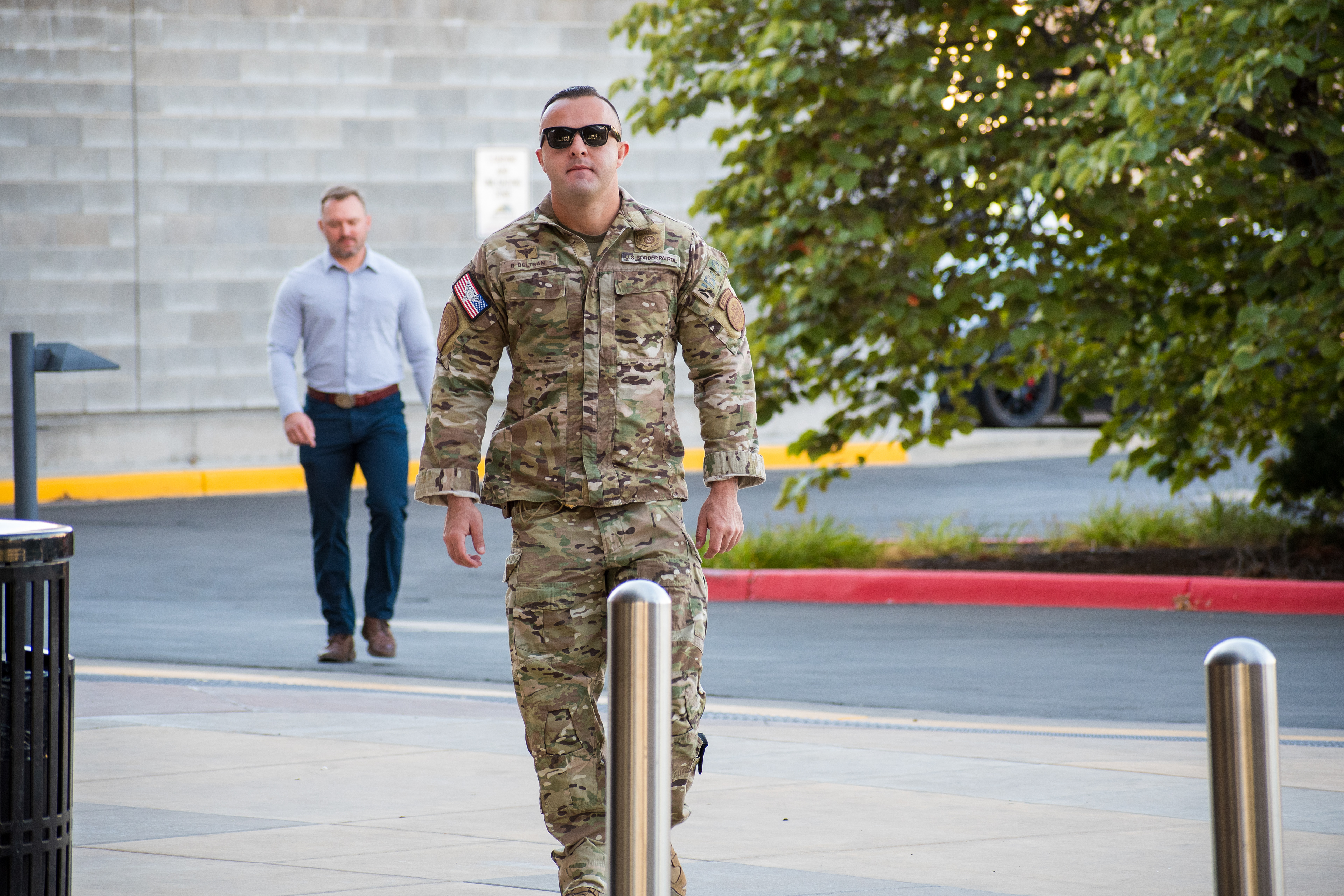 September 15, 2025 – Provo, Utah, United States: A U.S. Border Patrol agent walks near the Utah Valley Convention Center during a Department of Homeland Security career expo focused on recruiting law enforcement and security personnel. Photograph by Charles‑McClintock Wilson / ZUMA Press Wire
