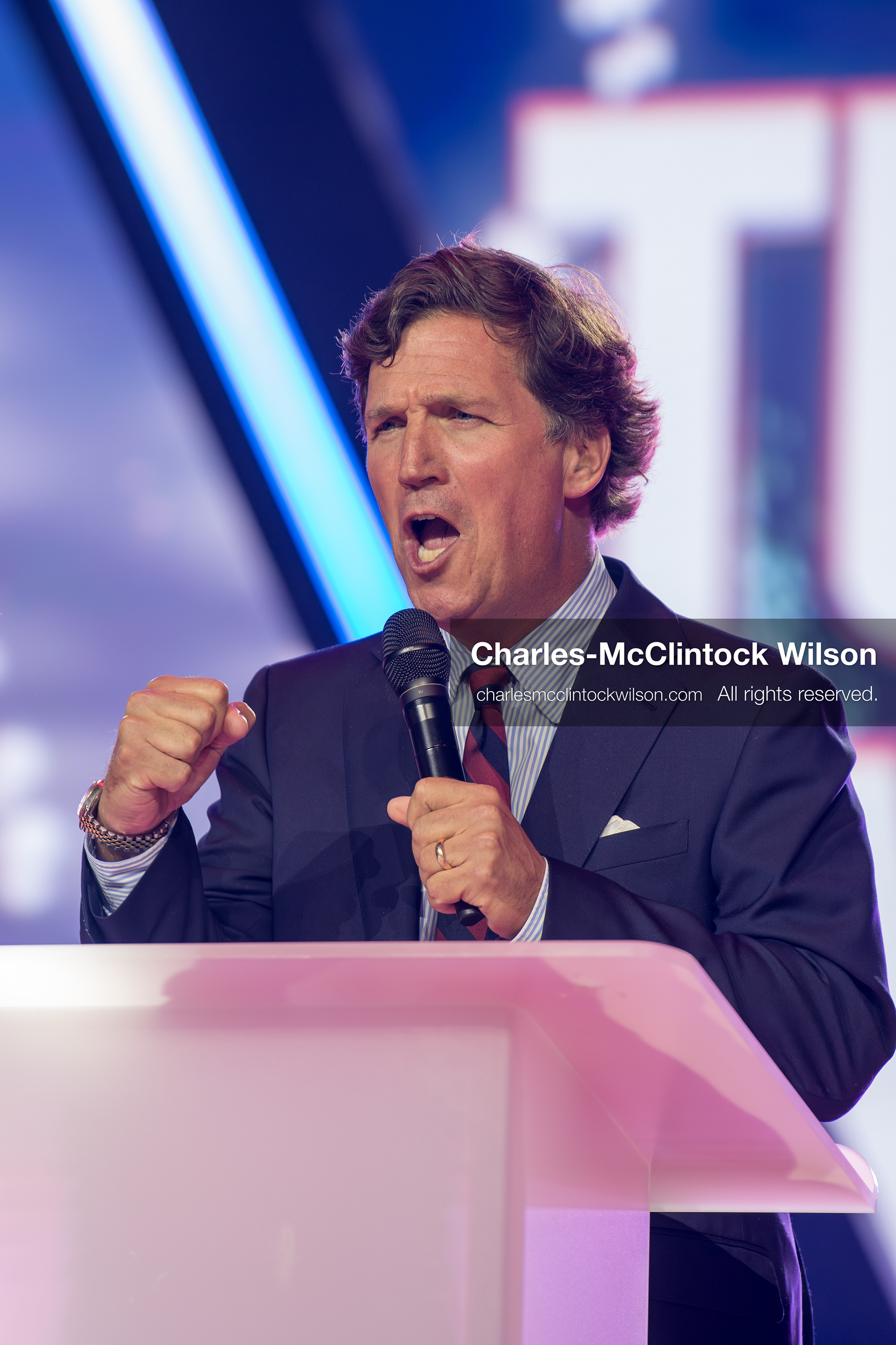 December 18, 2025, Phoenix, Arizona, USA: Tucker Carlson speaks on Day One of Turning Point USA’s AmericaFest 2025 at the Phoenix Convention Center in Phoenix, Arizona.   (Credit Image: © Charles‑McClintock Wilson/ZUMA Press Wire)