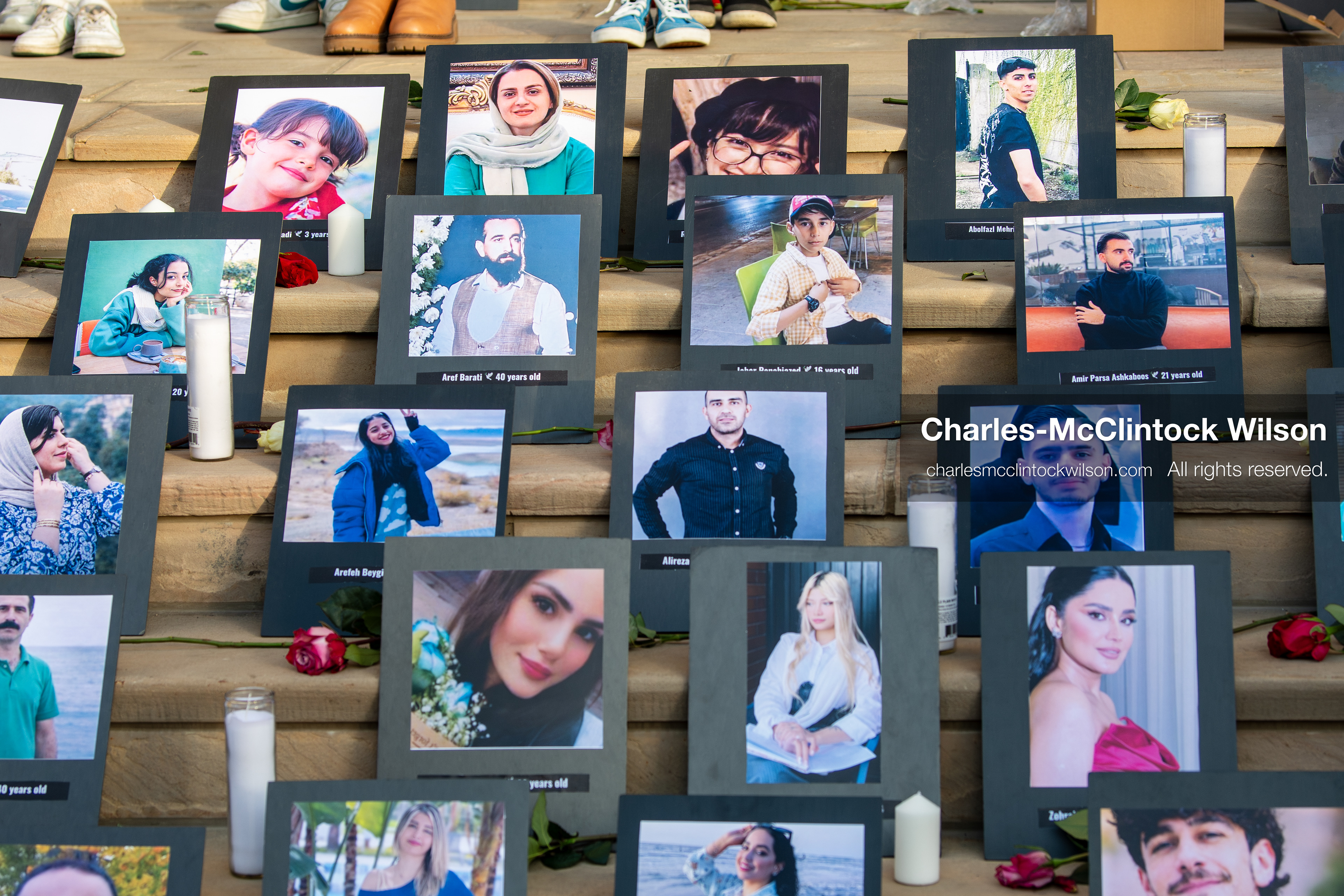 January 30, 2026, Salt Lake City, Utah, USA: Portraits, candles, and flowers are arranged on the steps of the Salt Lake City and County Building during a vigil honoring victims of the Iranian government. (Credit Image: © Charles McClintock Wilson/ZUMA Press Wire)