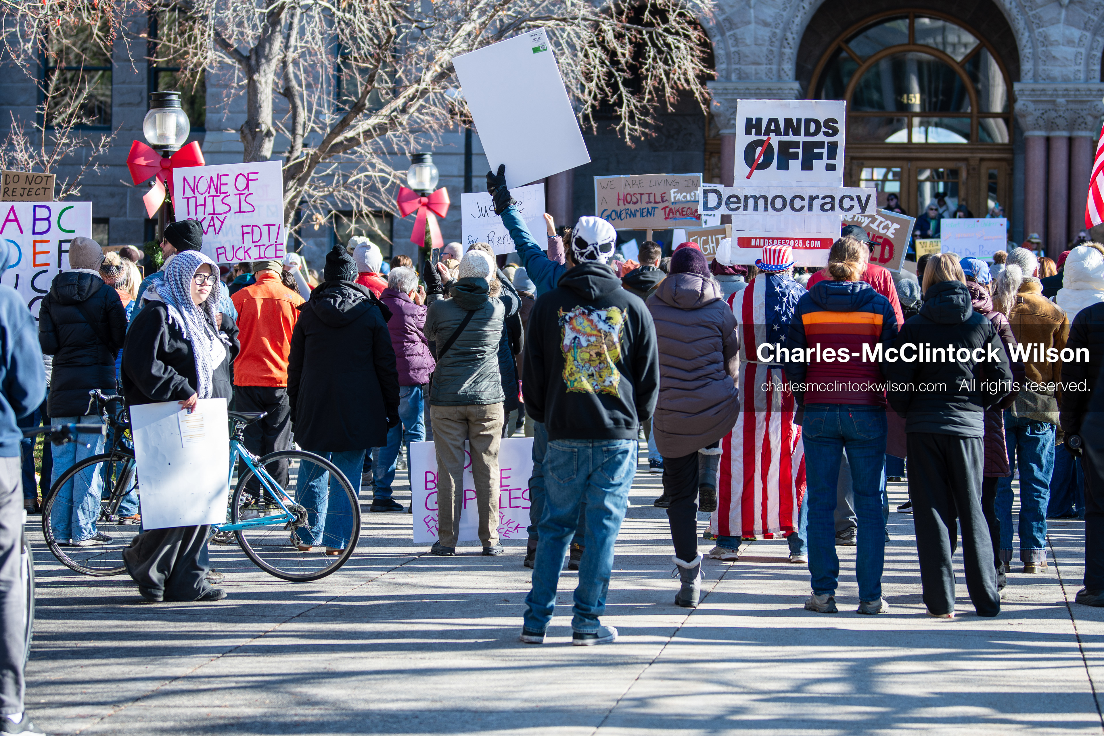 January 10, 2026, Salt Lake City, Utah, USA: Crowd of demonstrators gathered at Washington Square Park during the ICE Out for Good protest in Salt Lake City, Utah, on January 10, 2026, a demonstration against ICE and calling for justice for Renee Nicole Good. (Credit Image: © Charles-McClintock Wilson/ZUMA Press Wire)