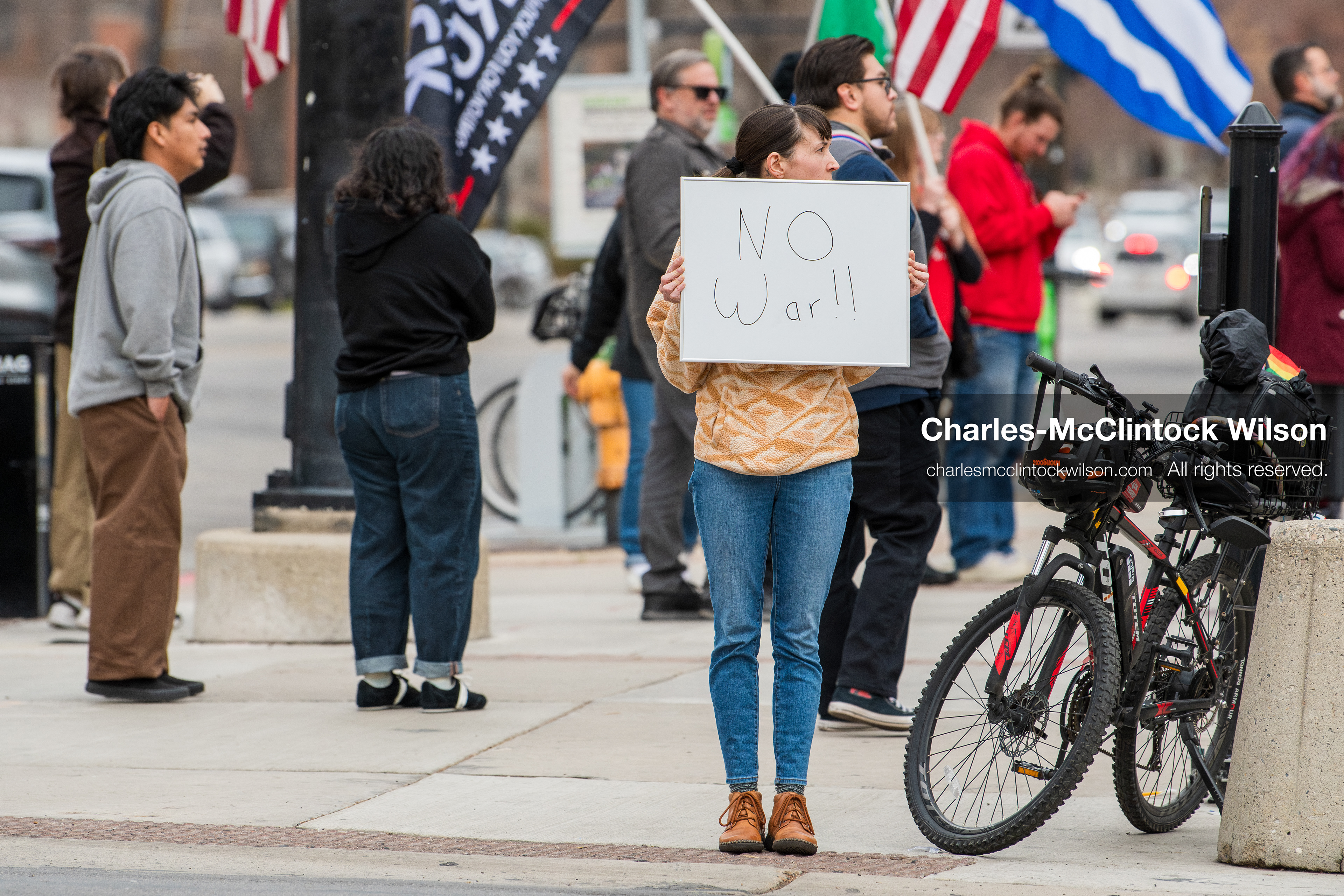 January 3, 2026, Salt Lake City, Utah, USA: A protester holds a sign during a demonstration against US action in Venezuela outside the Wallace Federal Building in Salt Lake City, Utah. The protest was part of a nationwide mobilization responding to recent military developments. (Credit Image: (c) Charles‑McClintock Wilson/ZUMA Press Wire)