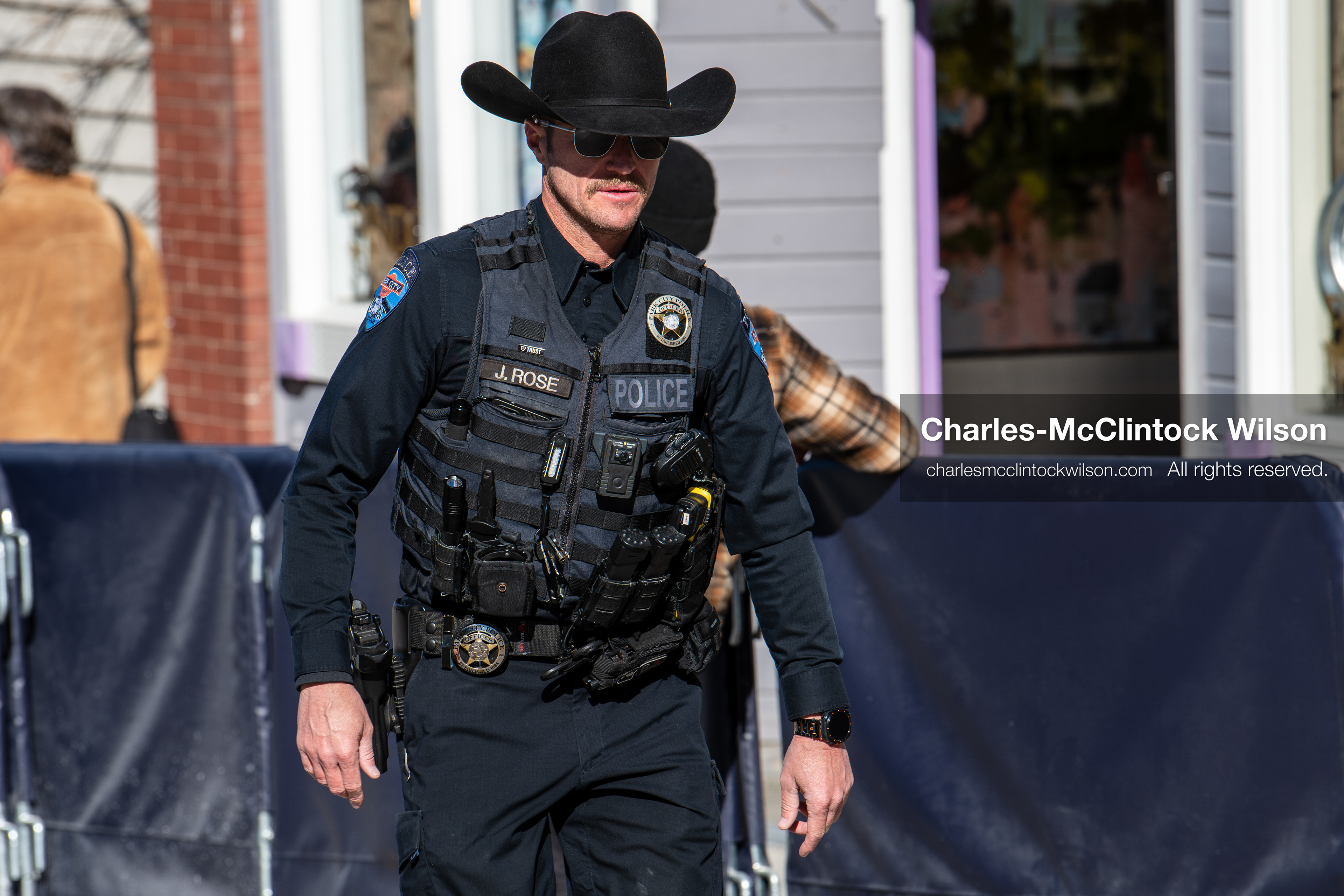 January 26, 2026, Park City, Utah, USA: A police officer patrols Main Street during the 2026 Sundance Film Festival in Park City, Utah, on Monday, Jan. 26, 2026. (Credit Image: © Charles McClintock Wilson/ZUMA Press Wire)
