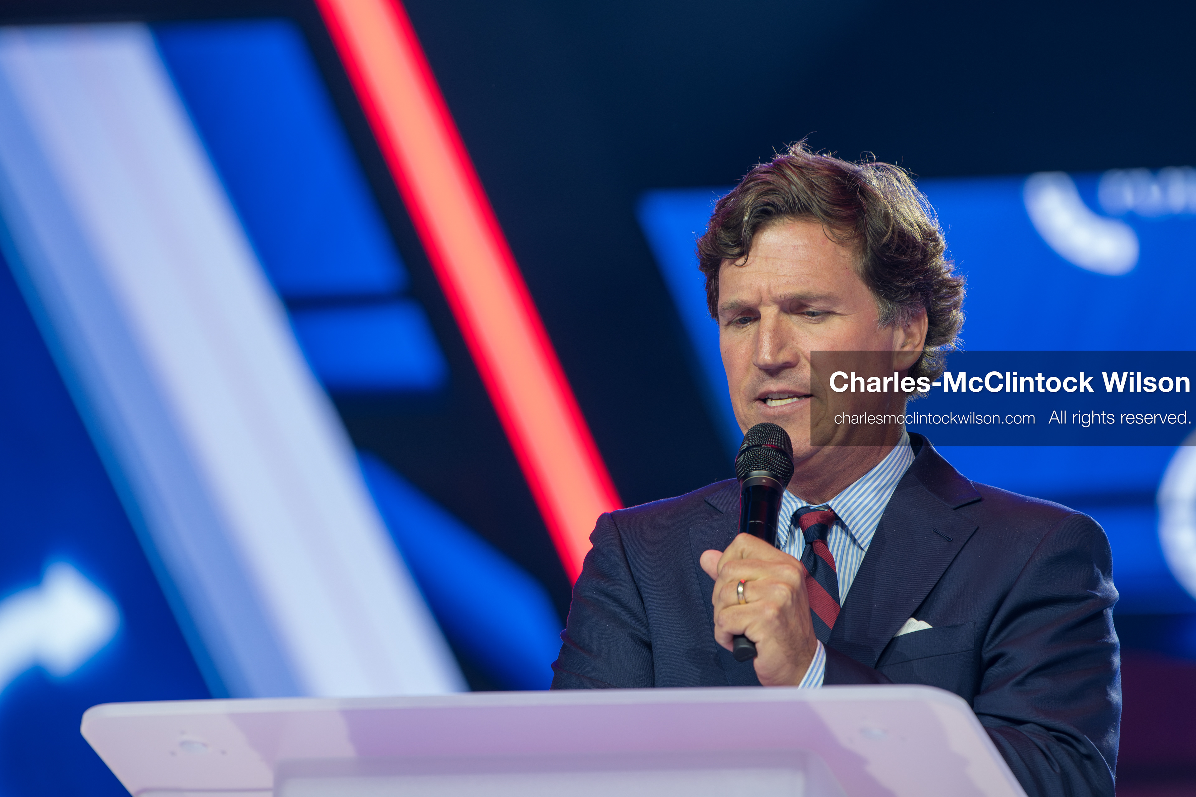 December 18, 2025, Phoenix, Arizona, USA: Tucker Carlson speaks on Day One of Turning Point USA’s AmericaFest 2025 at the Phoenix Convention Center in Phoenix, Arizona.   (Credit Image: © Charles‑McClintock Wilson/ZUMA Press Wire)