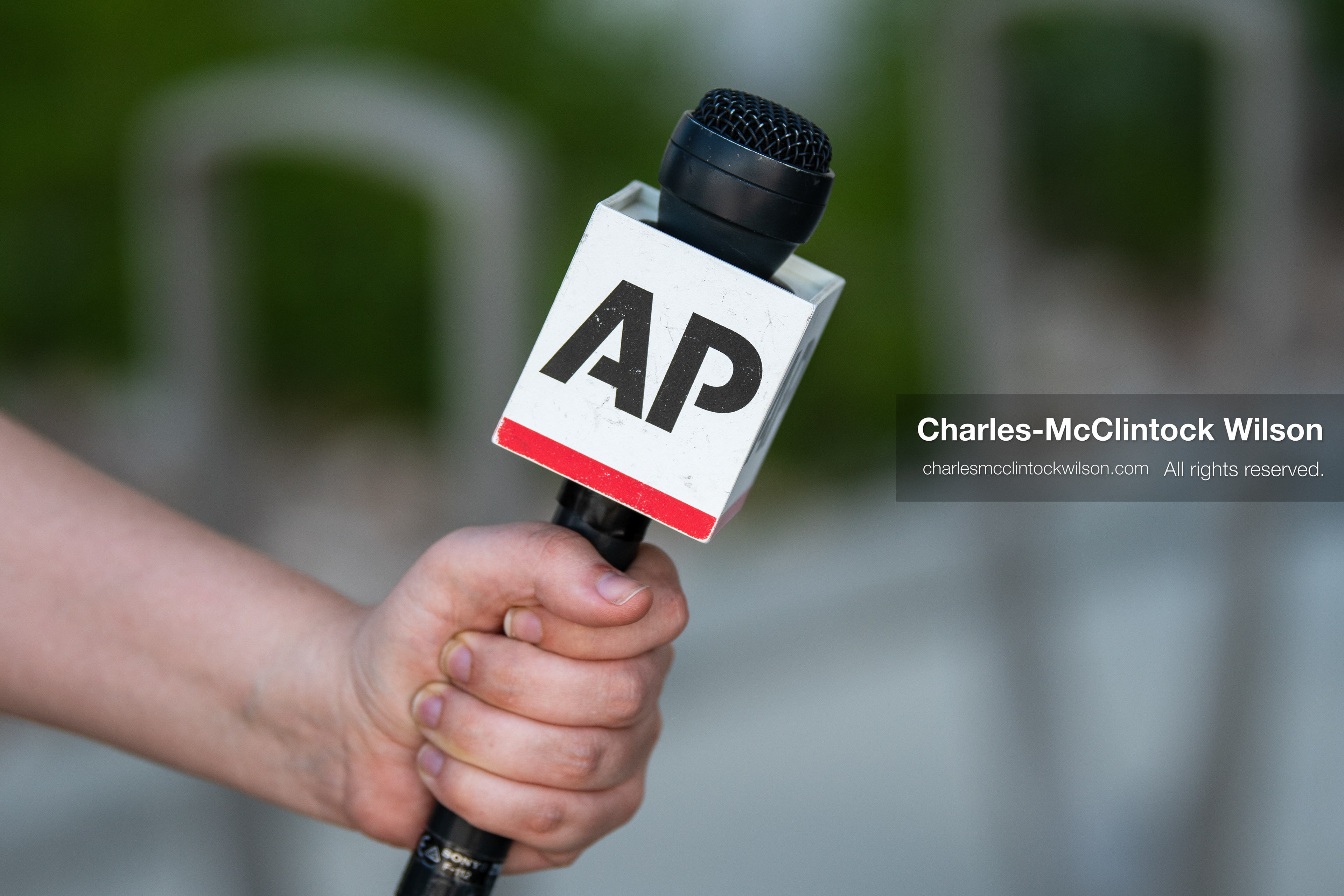 July 7, 2026, Provo, Utah, USA: An Associated Press microphone is seen during an interview outside the Fourth District Court in Provo on the second day of the preliminary hearing in the Tyler Robinson case. Prosecutors are continuing to present evidence to determine whether probable cause exists for the case to proceed to trial after Charlie Kirk was fatally shot at Utah Valley University in 2025. (Credit Image: © Charles-McClintock Wilson/ZUMA Press Wire)