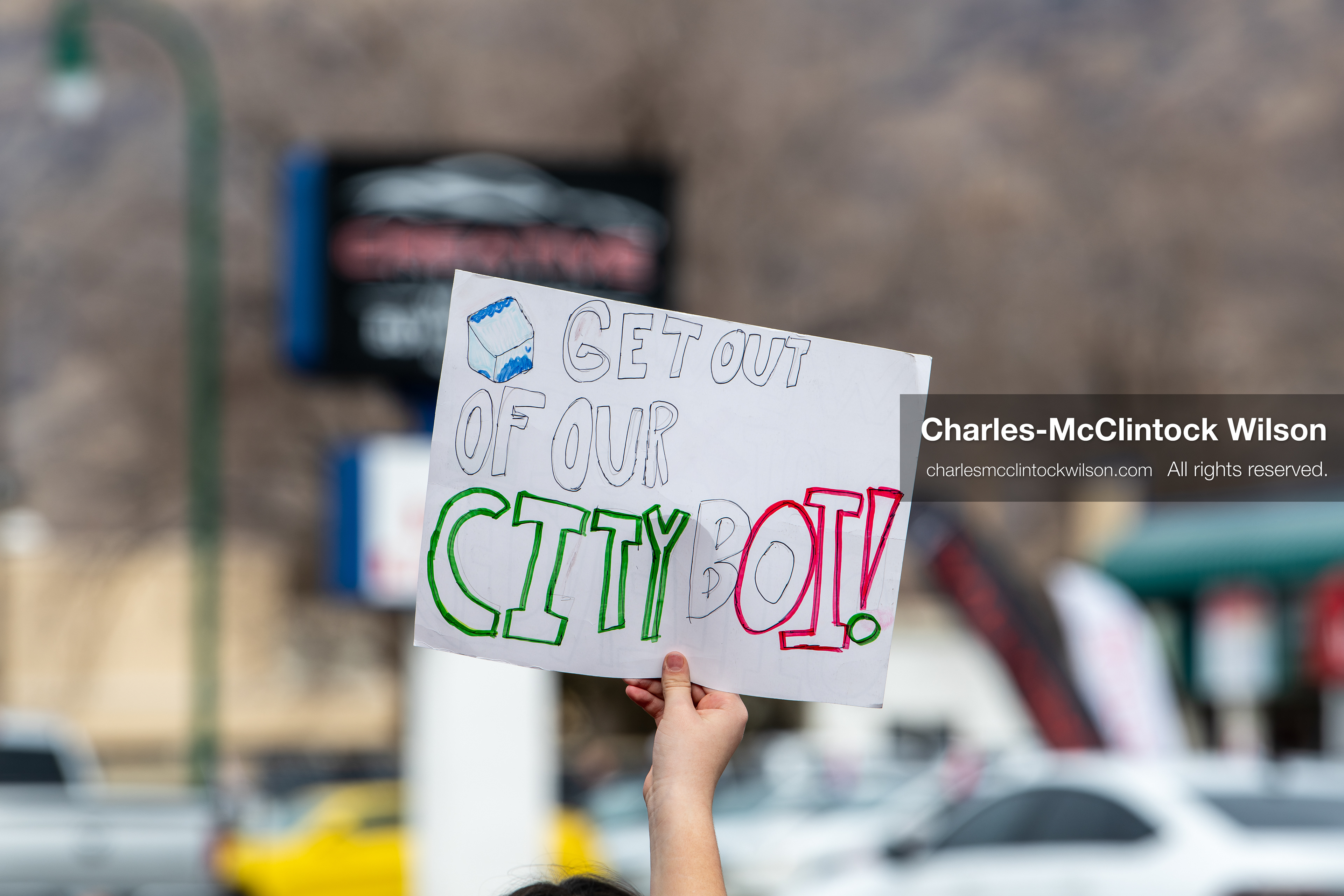 February 11, 2026, Orem, Utah, USA: A student stands along State Street during a student‑led protest involving participants from multiple Orem schools. (Credit Image: © Charles‑McClintock Wilson/ZUMA Press Wire)