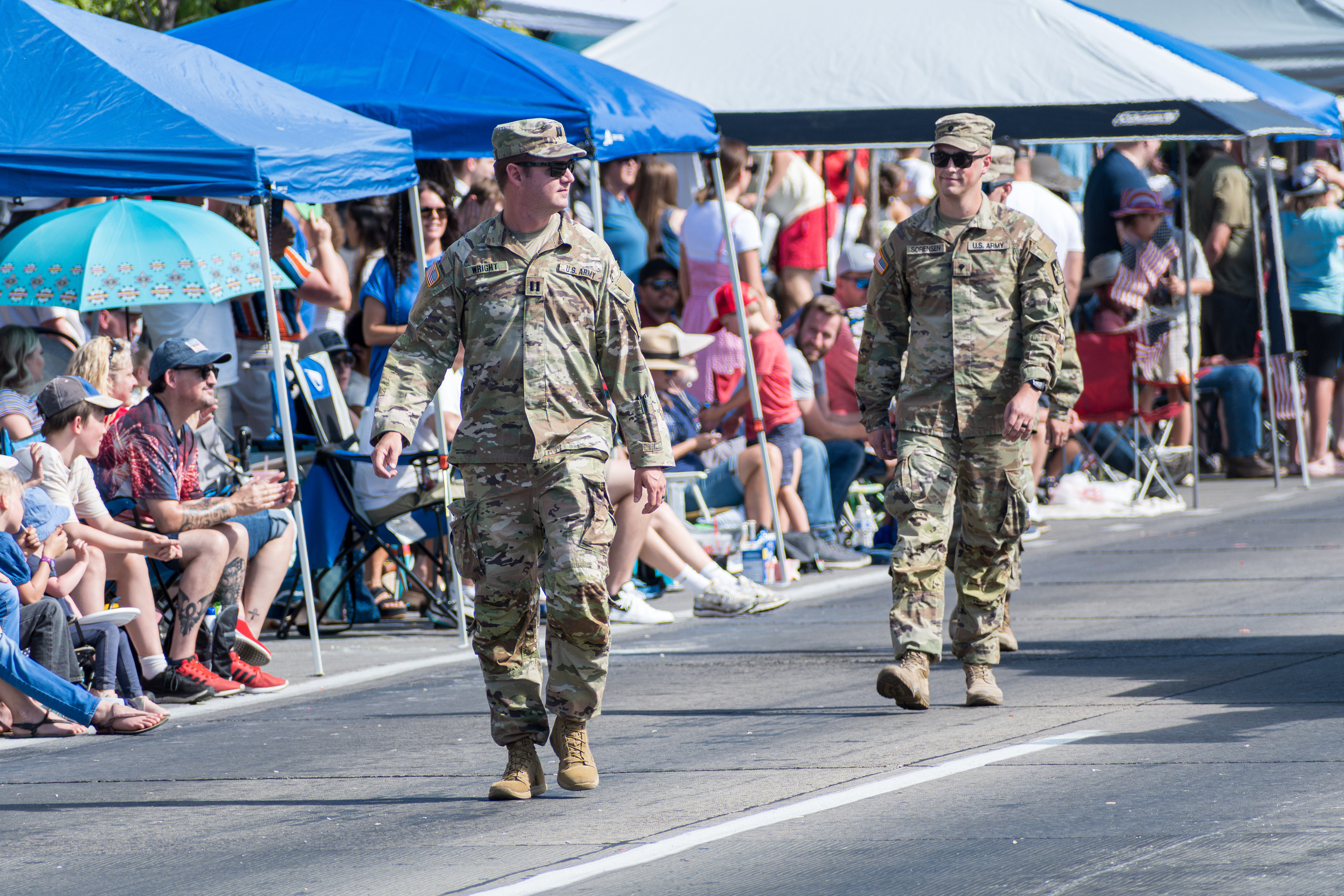 Provo, Utah – July 4, 2025: U.S. Army personnel march on foot during the Freedom Festival Grand Parade in downtown Provo.