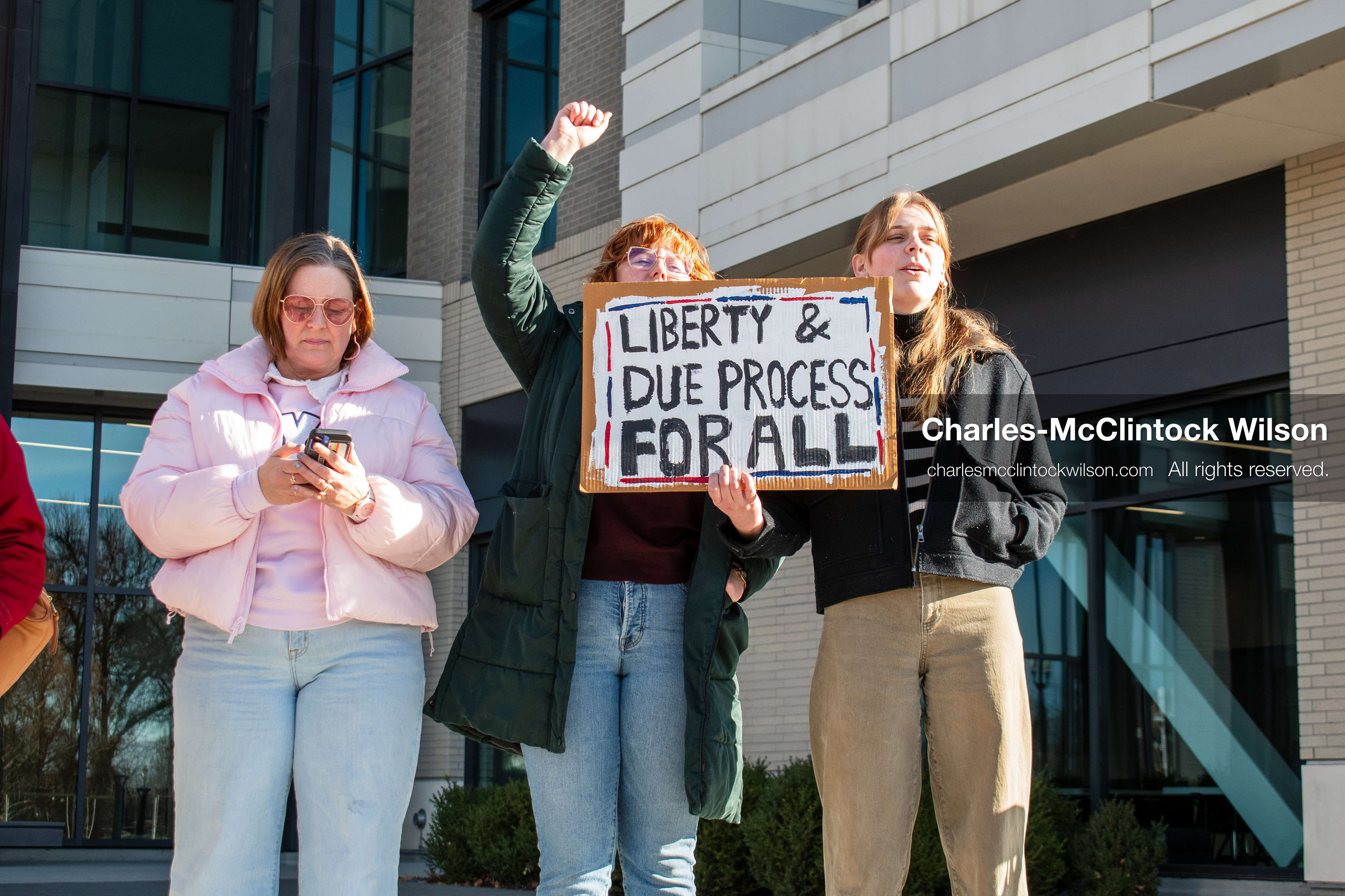 January 20, 2026, Provo, Utah, USA: Protesters gather outside Provo City Hall during the Free America Walkout protest in Provo, Utah, on January 20, 2026. Demonstrators held signs calling for justice, immigration reform, and an end to detention practices. (Credit Image: © Charles-McClintock Wilson/ZUMA Press Wire)