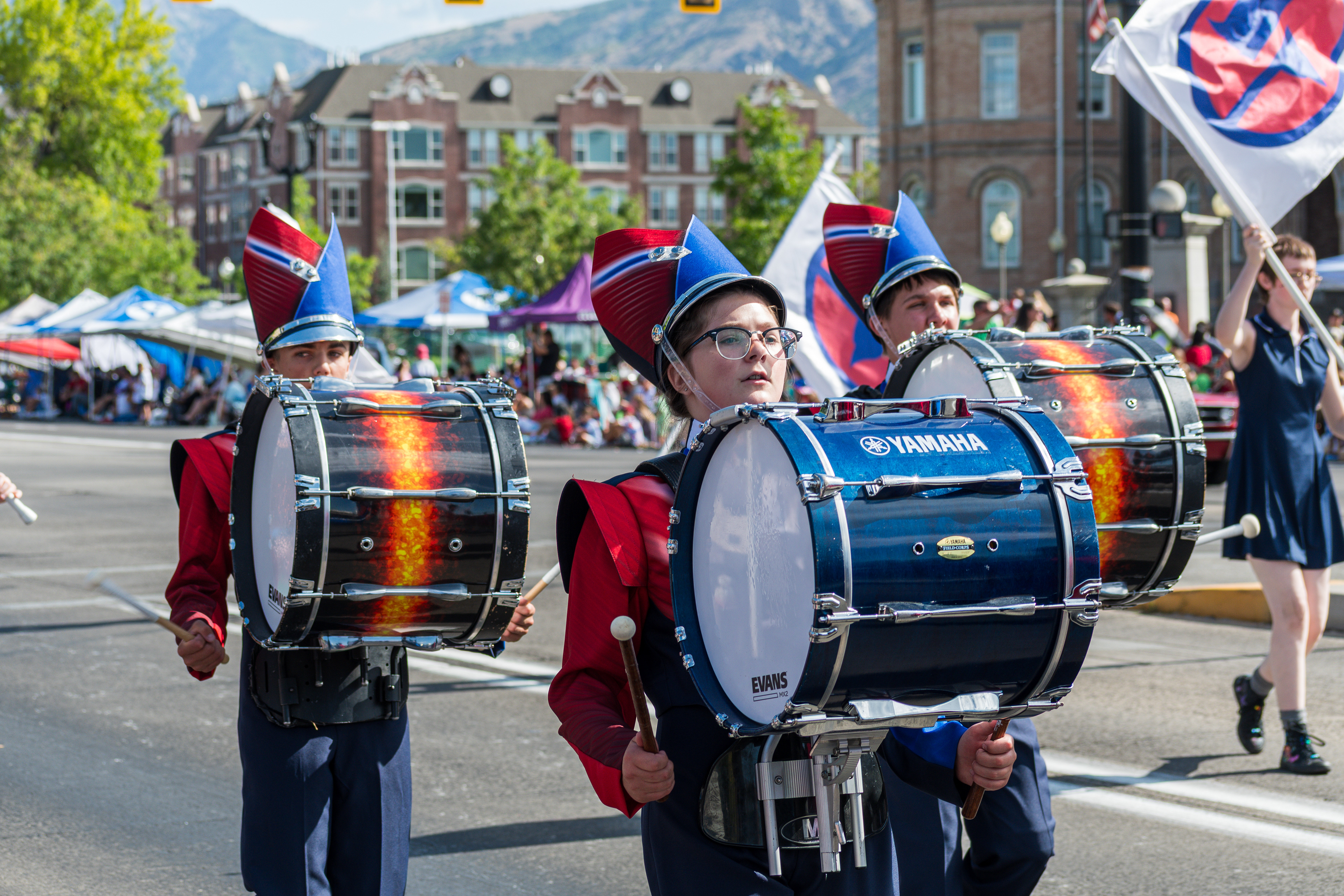 Provo, Utah – July 4, 2025: A marching band performs along Center Street during the Freedom Festival Grand Parade, part of the city’s annual Independence Day celebration.