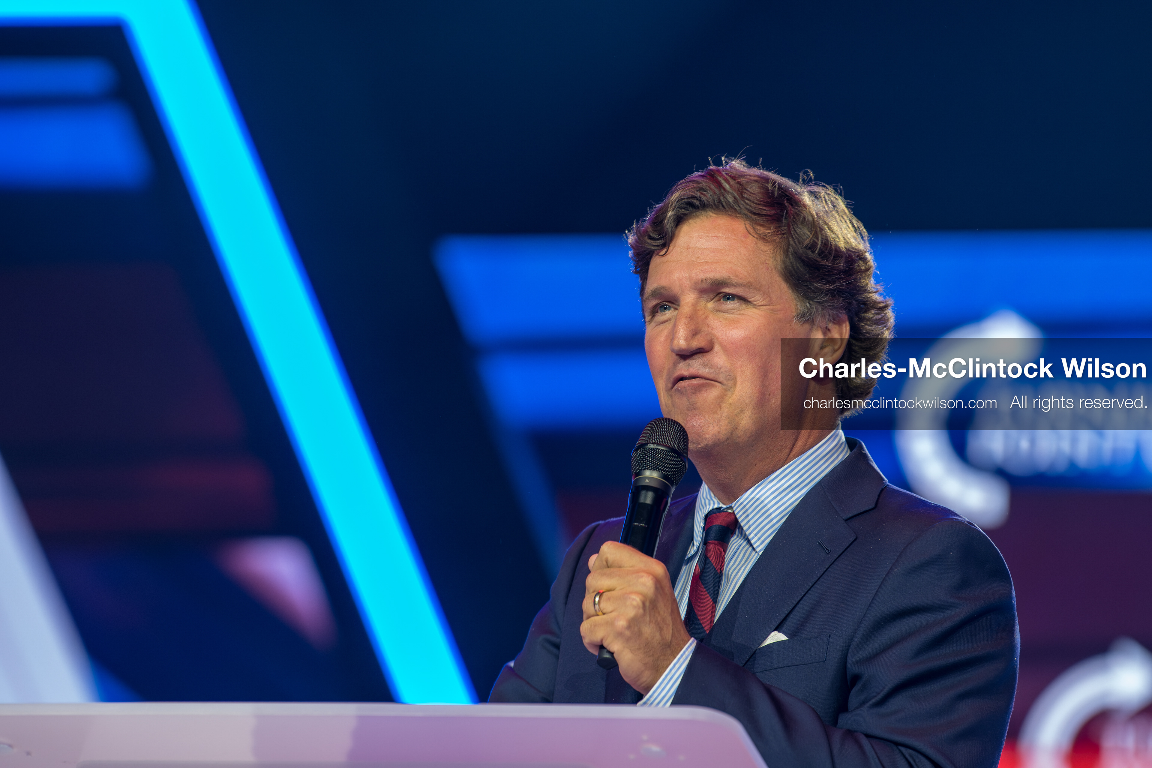 December 18, 2025, Phoenix, Arizona, USA: Tucker Carlson speaks on Day One of Turning Point USA’s AmericaFest 2025 at the Phoenix Convention Center in Phoenix, Arizona.   (Credit Image: © Charles‑McClintock Wilson/ZUMA Press Wire)