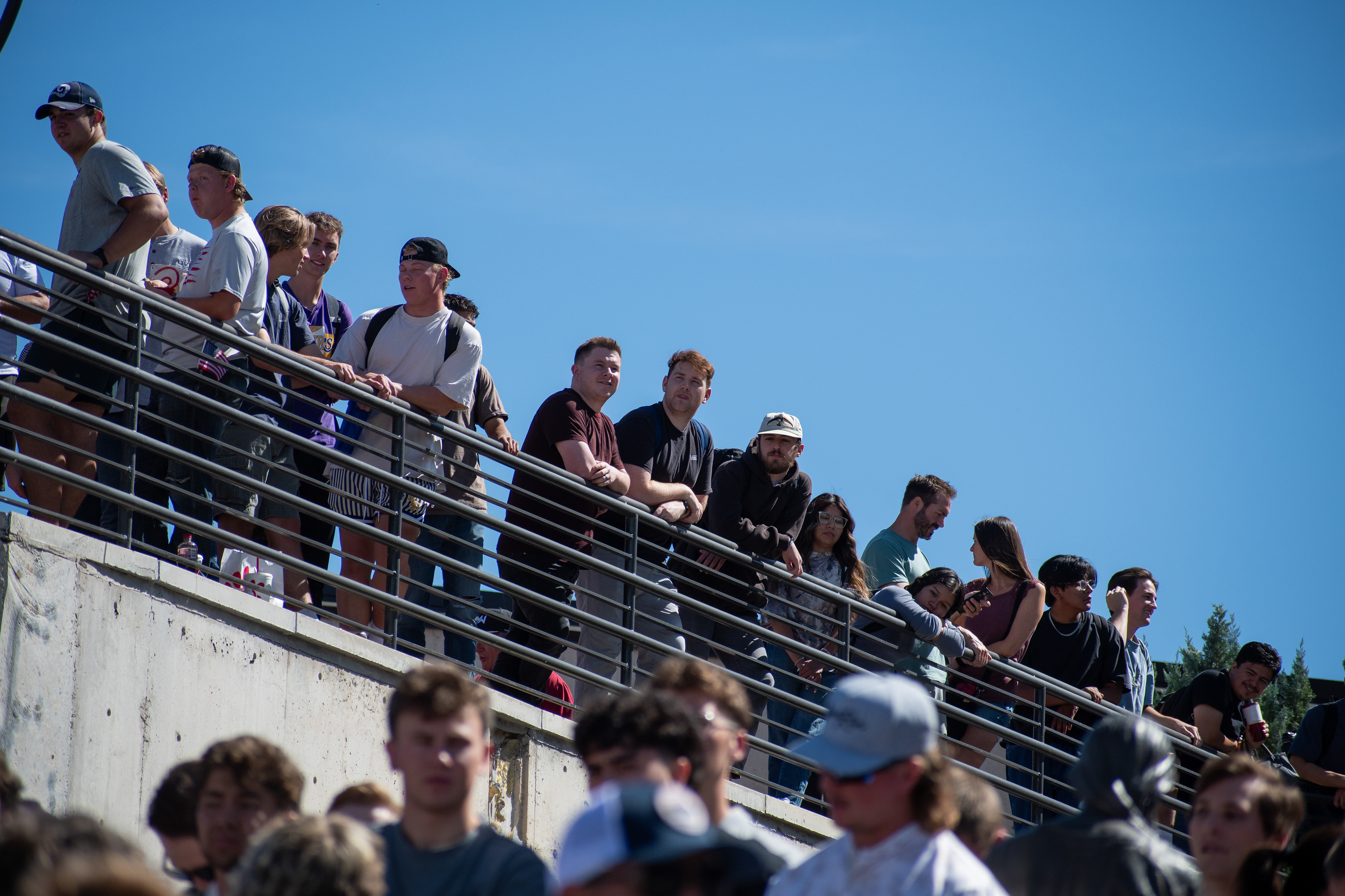 OREM, UTAH – SEPTEMBER 10, 2025: Attendees gather in close formation at Utah Valley University for the opening stop of the American Comeback Tour. The image captures a moment of shared anticipation and civic presence, reflecting the energy, emotion, and communal engagement that defined the event’s intended spirit. © Charles-McClintock Wilson / ZUMA Press