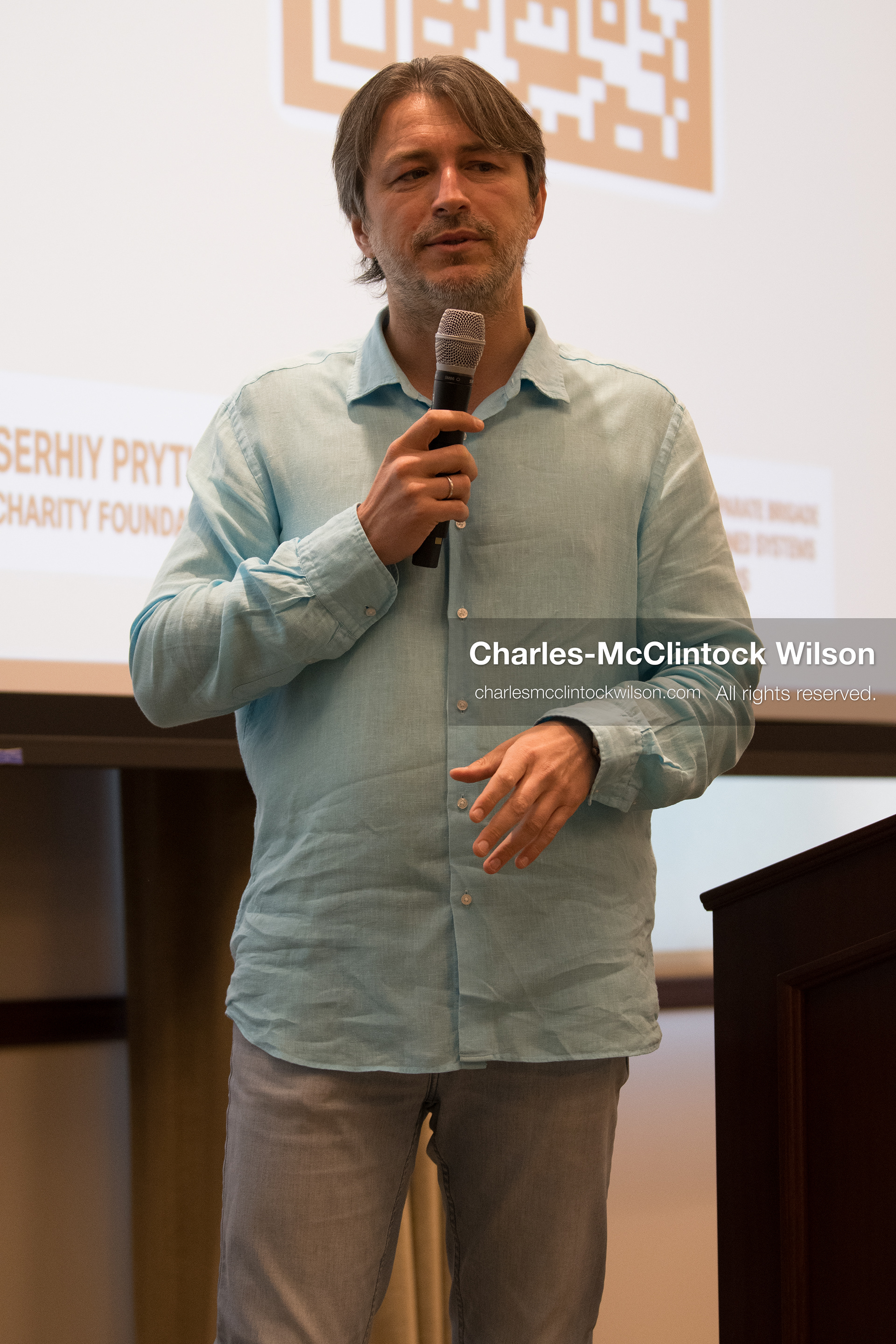  July 23, 2026, Salt Lake City, Utah, USA: Ukrainian activist SERHIY PRYTULA speaks during a community meeting at the Utah State Capitol building in Salt Lake City, Utah, on Thursday, July 23, 2026. The event, titled ''Ukraine in the Fifth Year of the Full-Scale War: An Honest Conversation,'' was hosted by the Prytula Foundation USA to discuss civil defense and ongoing humanitarian aid initiatives. (Credit Image: © Charles-McClintock Wilson/ZUMA Press Wire)