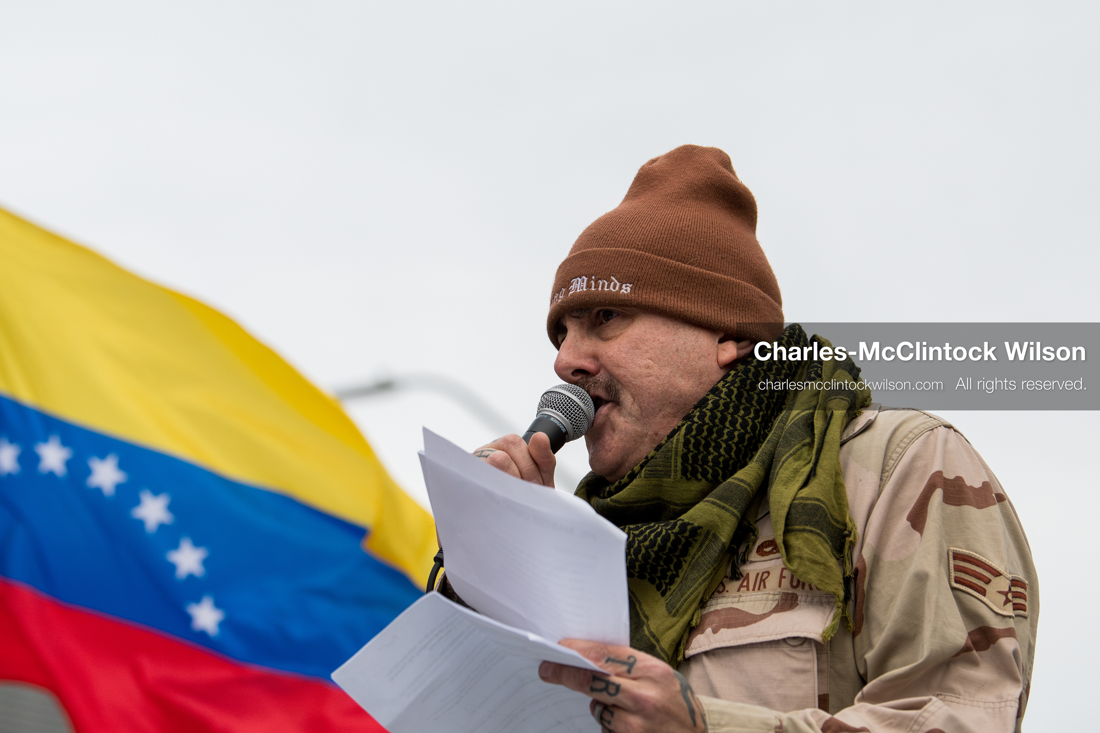 January 3, 2026, Salt Lake City, Utah, USA: A speaker addresses demonstrators during a protest against US military action in Venezuela outside the Wallace Federal Building in Salt Lake City, Utah. The protest was part of a nationwide mobilization opposing airstrikes and foreign intervention. (Credit Image: (c) Charles‑McClintock Wilson/ZUMA Press Wire)