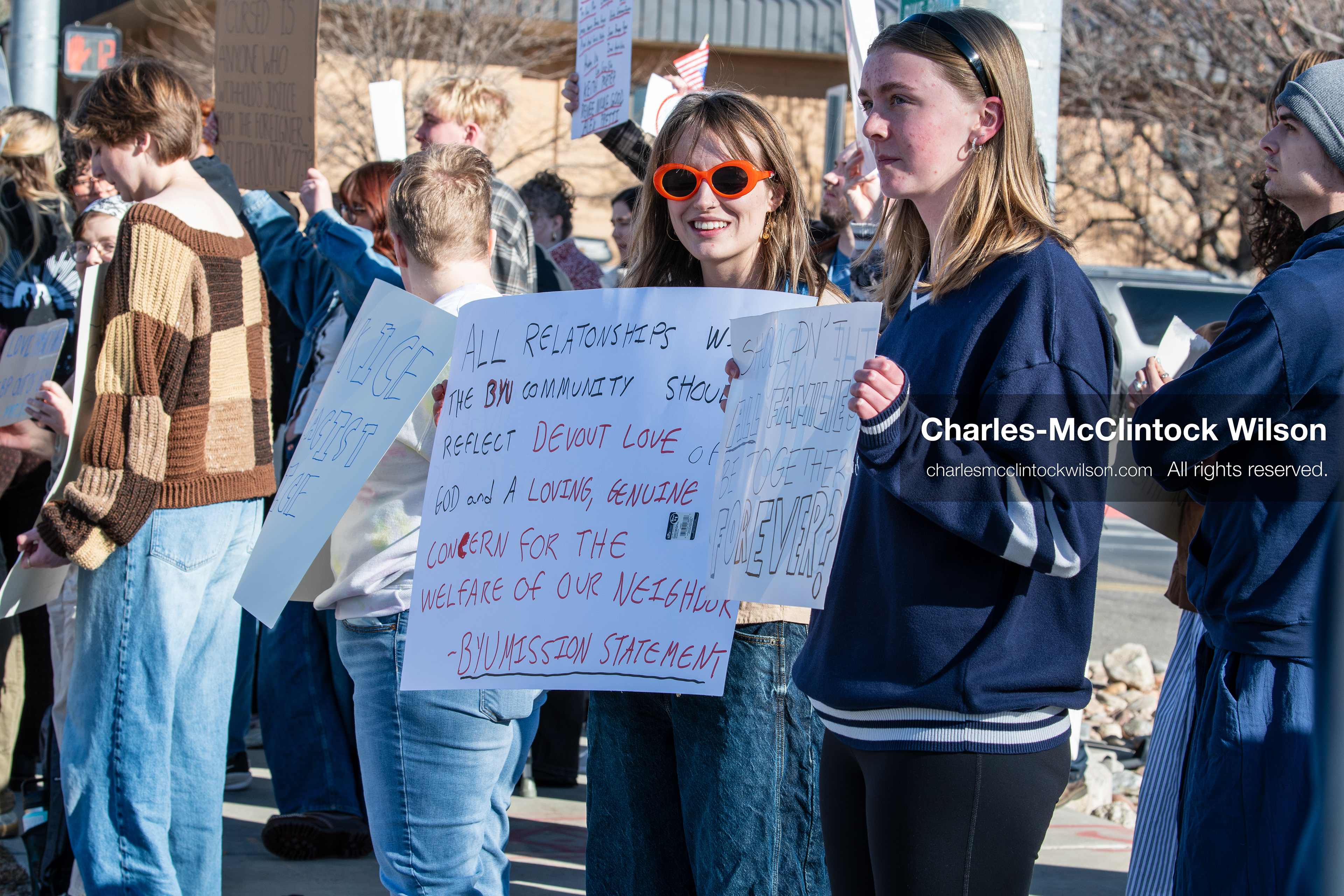 February 5, 2026, Provo, Utah, USA: Students and community members gather near Brigham Young University in Provo to demonstrate against the presence of US Customs and Border Protection recruiters at a career fair held on the BYU campus. (Credit Image: © Charles McClintock Wilson/ZUMA Press Wire)