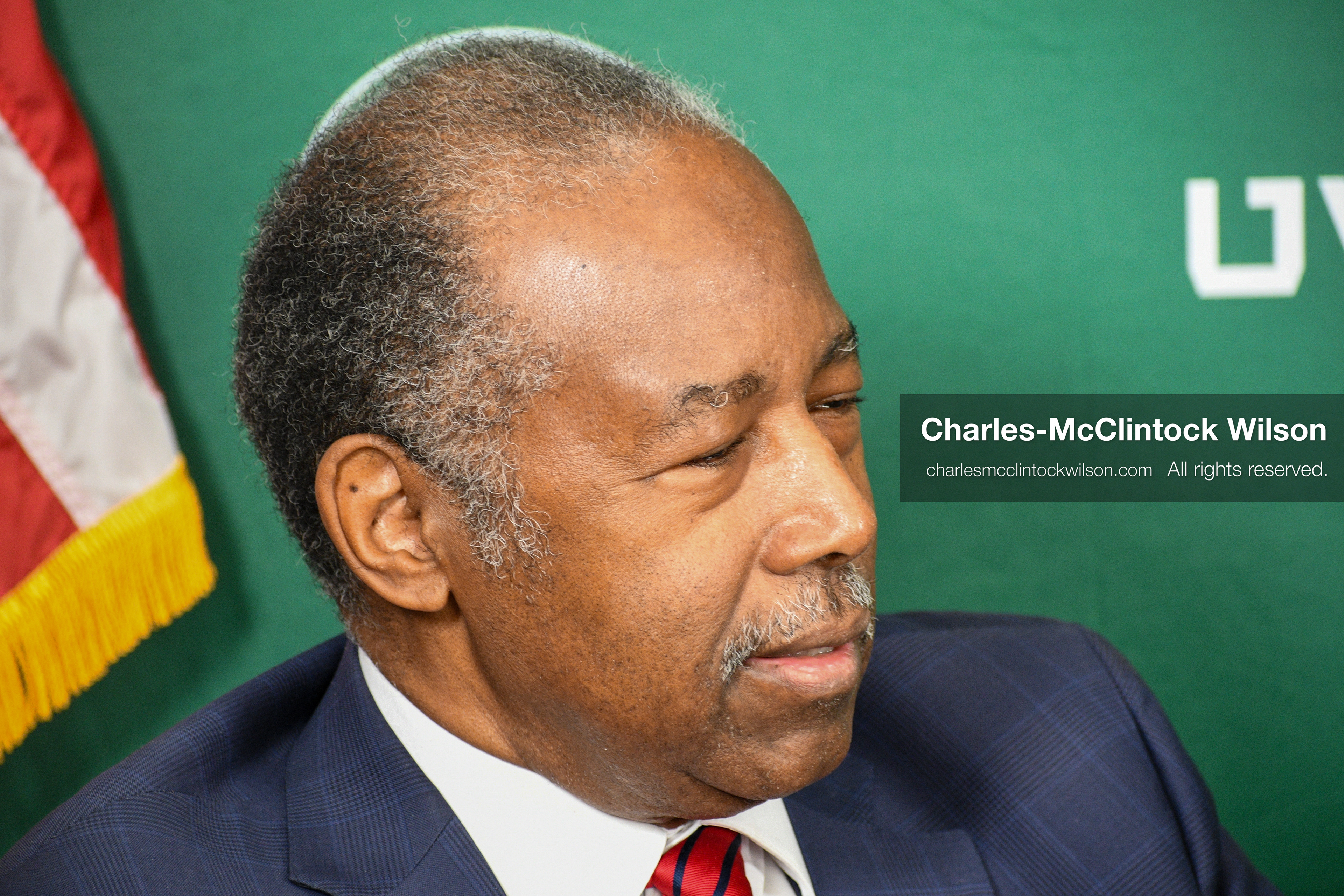 November 5, 2025, Orem, Utah, USA: Dr. Ben Carson, former U.S. Secretary of Housing and Urban Development and 2016 Republican presidential candidate, speaks with members of the press ahead of a public event hosted by the Gary R. Herbert Institute at Utah Valley University in Orem, Utah, on Nov. 5, 2025. (Credit Image: © Charles-McClintock Wilson/ZUMA Press Wire)