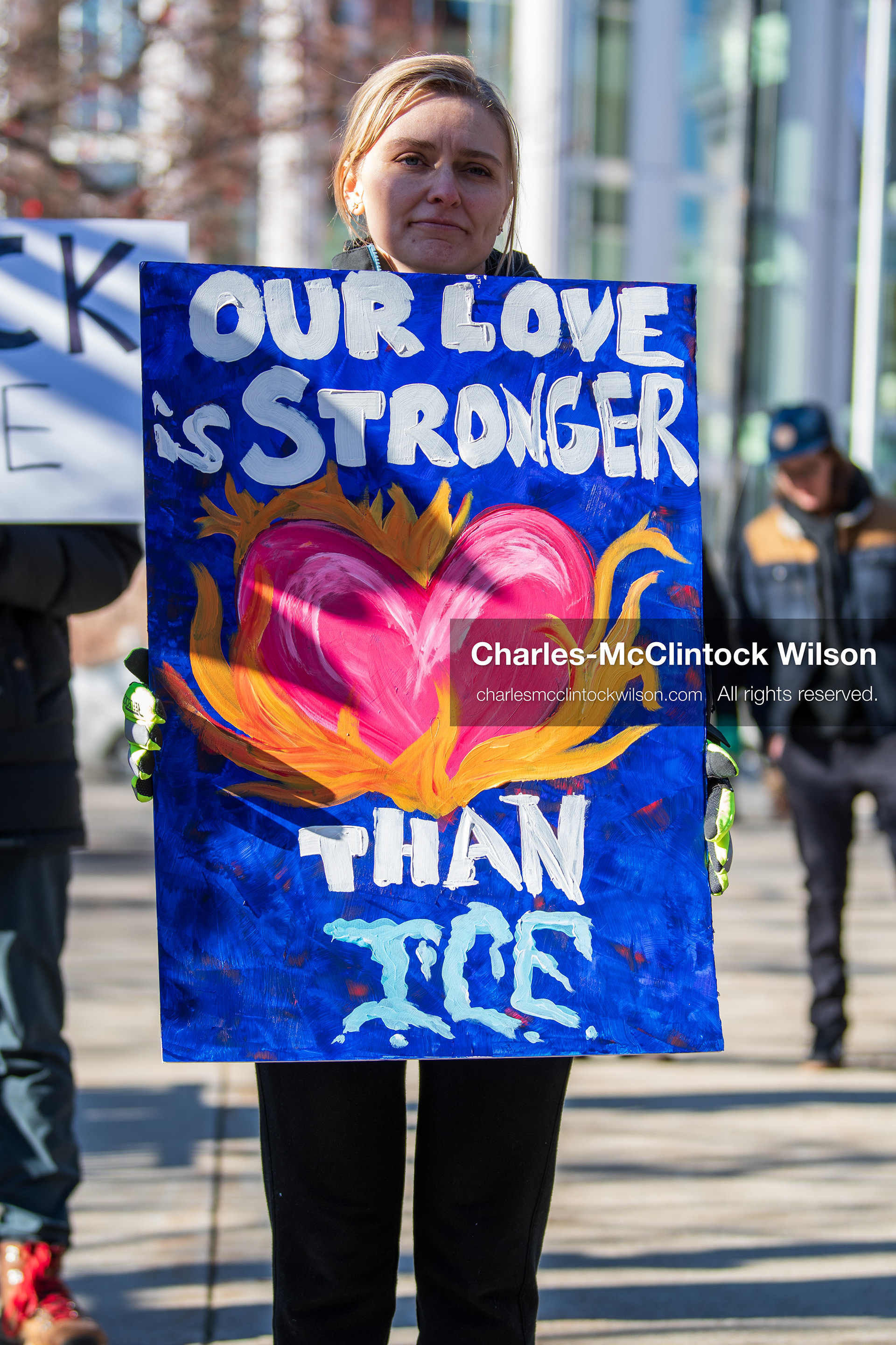 January 10, 2026, Salt Lake City, Utah, USA: A protester holds a sign during the ICE Out for Good protest in Salt Lake City, Utah, on January 10, 2026, a demonstration against ICE and calling for justice for Renee Nicole Good. (Credit Image: © Charles-McClintock Wilson/ZUMA Press Wire)