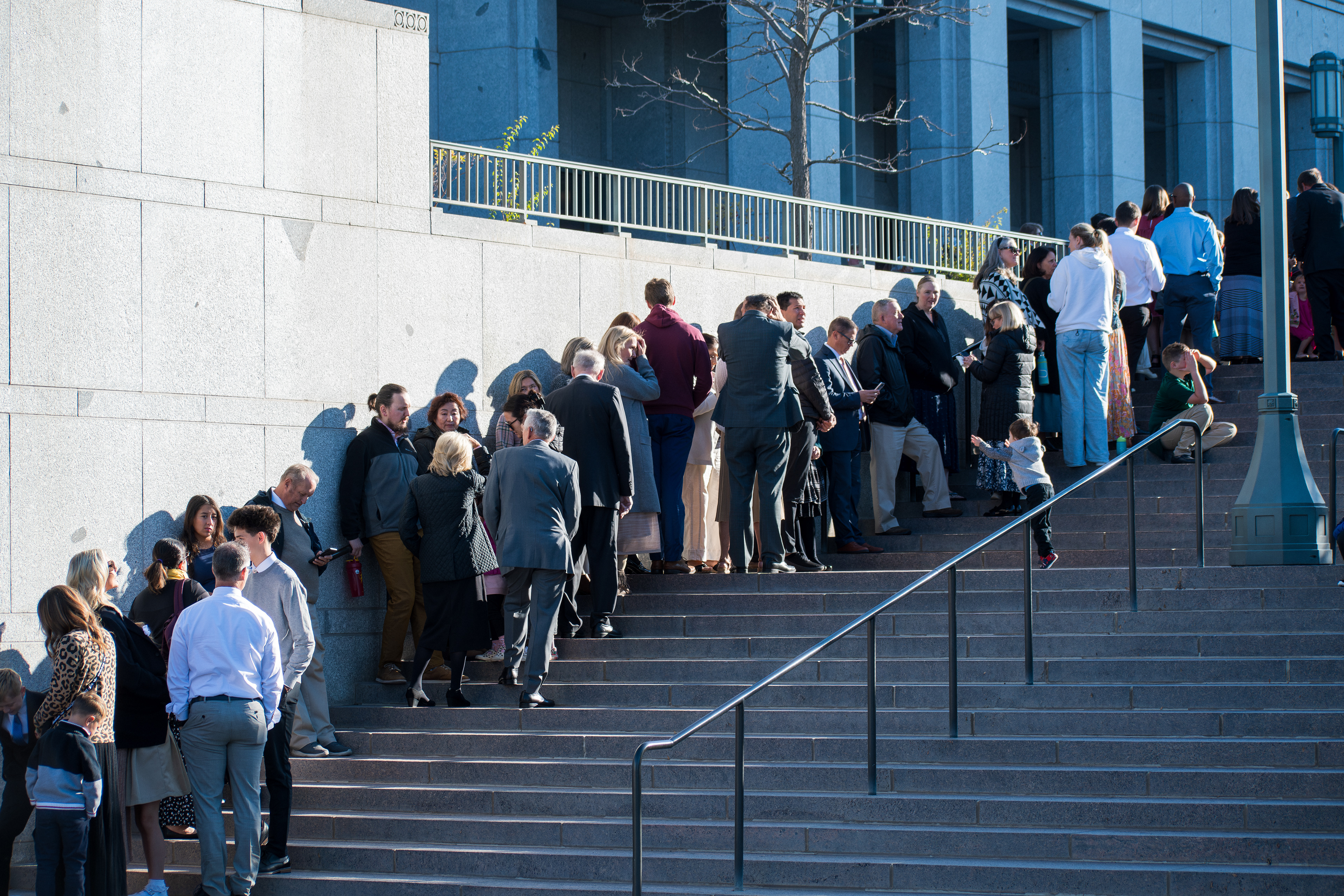 October 6, 2025, Salt Lake City, Utah, USA: People wait in line outside the Conference Center during the public viewing for RUSSELL M. NELSON, the 17th president of the Church of Jesus Christ of Latter-day Saints. Nelson died at his home in Salt Lake City, Utah, on September 27, 2025, at the age of 101. (Credit Image: © Charles-McClintock Wilson/ZUMA Press Wire)