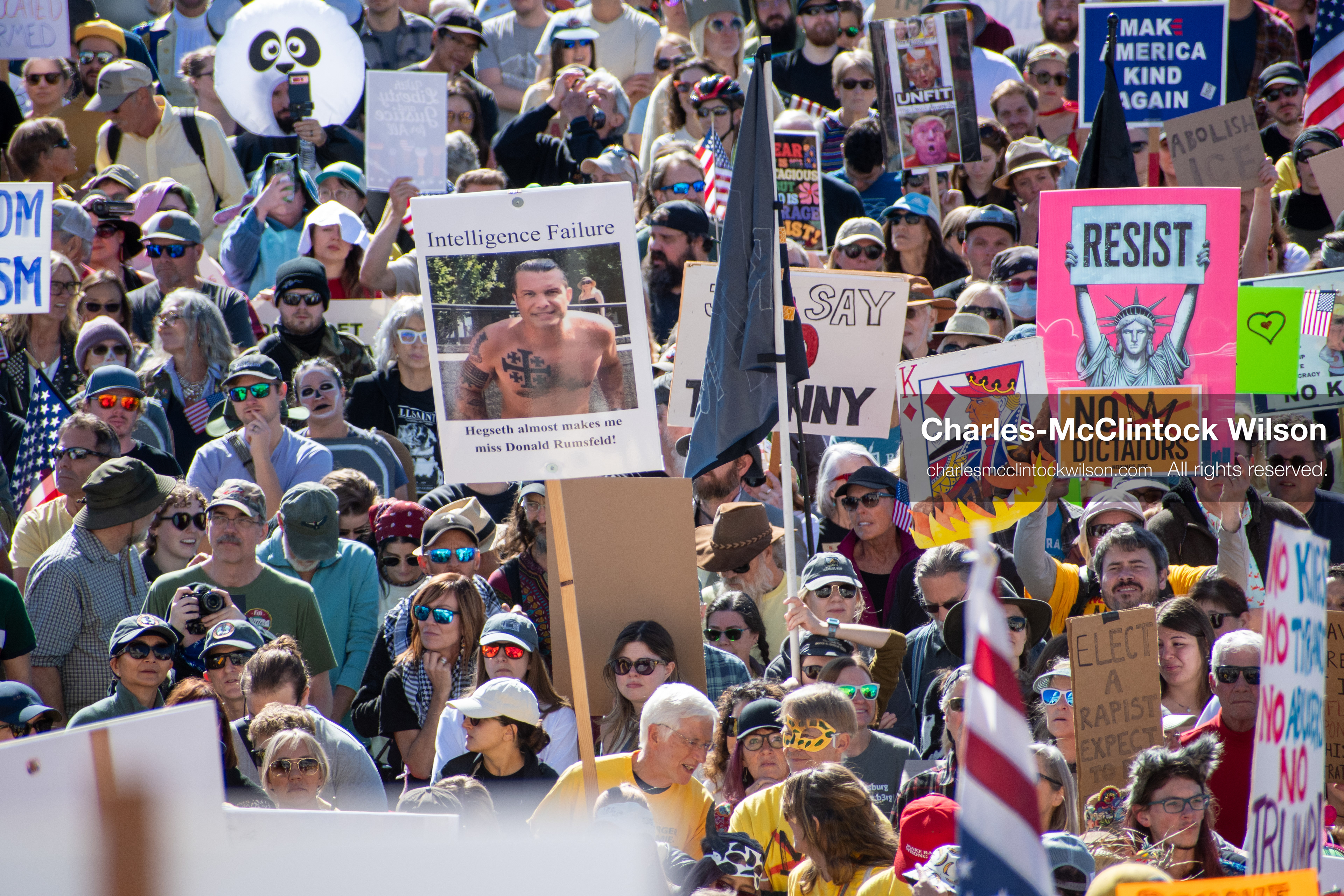 October 18, 2025, Salt Lake City, Utah, USA: Demonstrators participate in a "No Kings" protest held at the Utah State Capitol. Participants hold signs and flags during the public gathering.