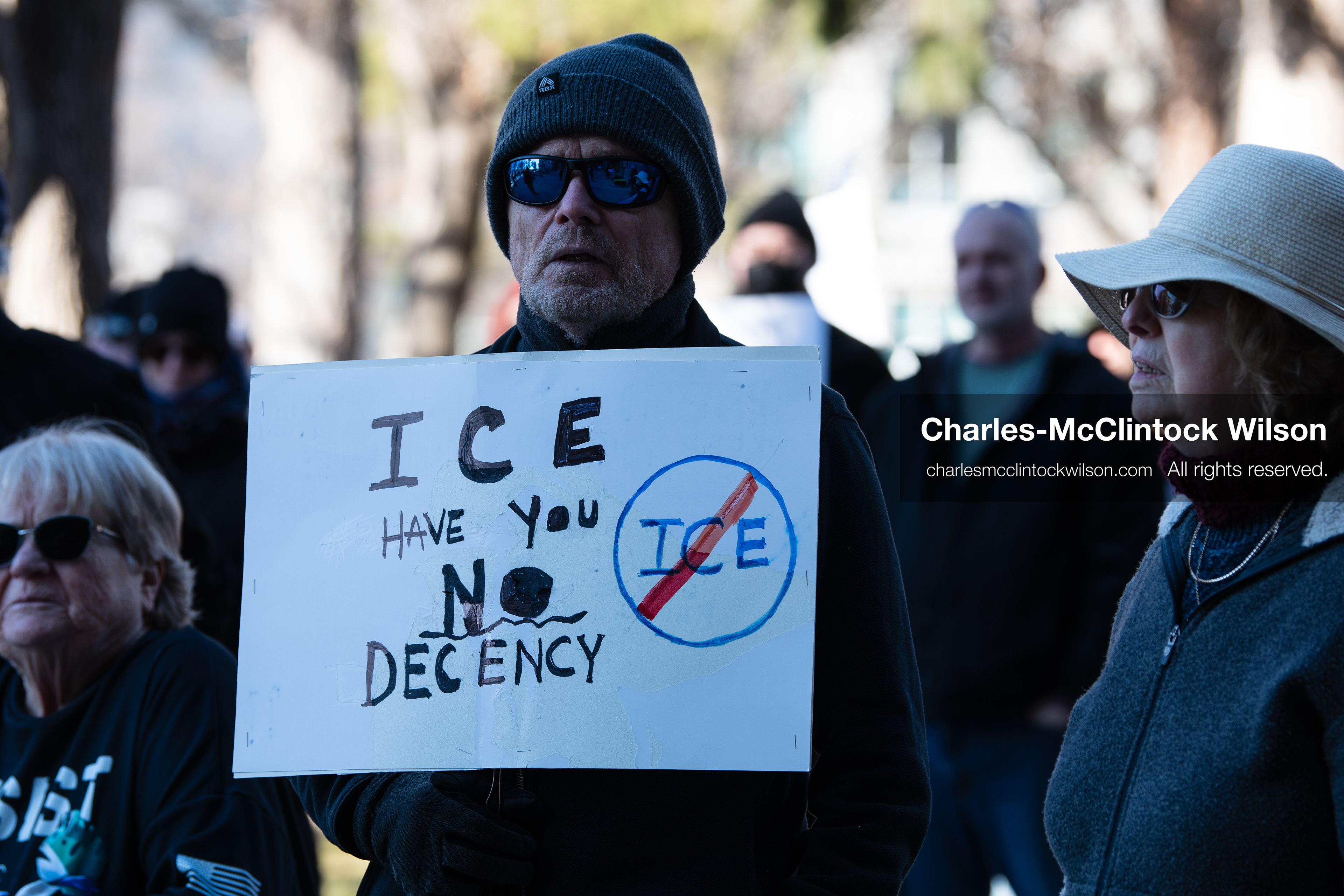 January 10, 2026, Salt Lake City, Utah, USA: A protester holds a sign during the ICE Out for Good protest in Salt Lake City, Utah, on January 10, 2026, a demonstration against ICE and calling for justice for Renee Nicole Good. (Credit Image: © Charles-McClintock Wilson/ZUMA Press Wire)