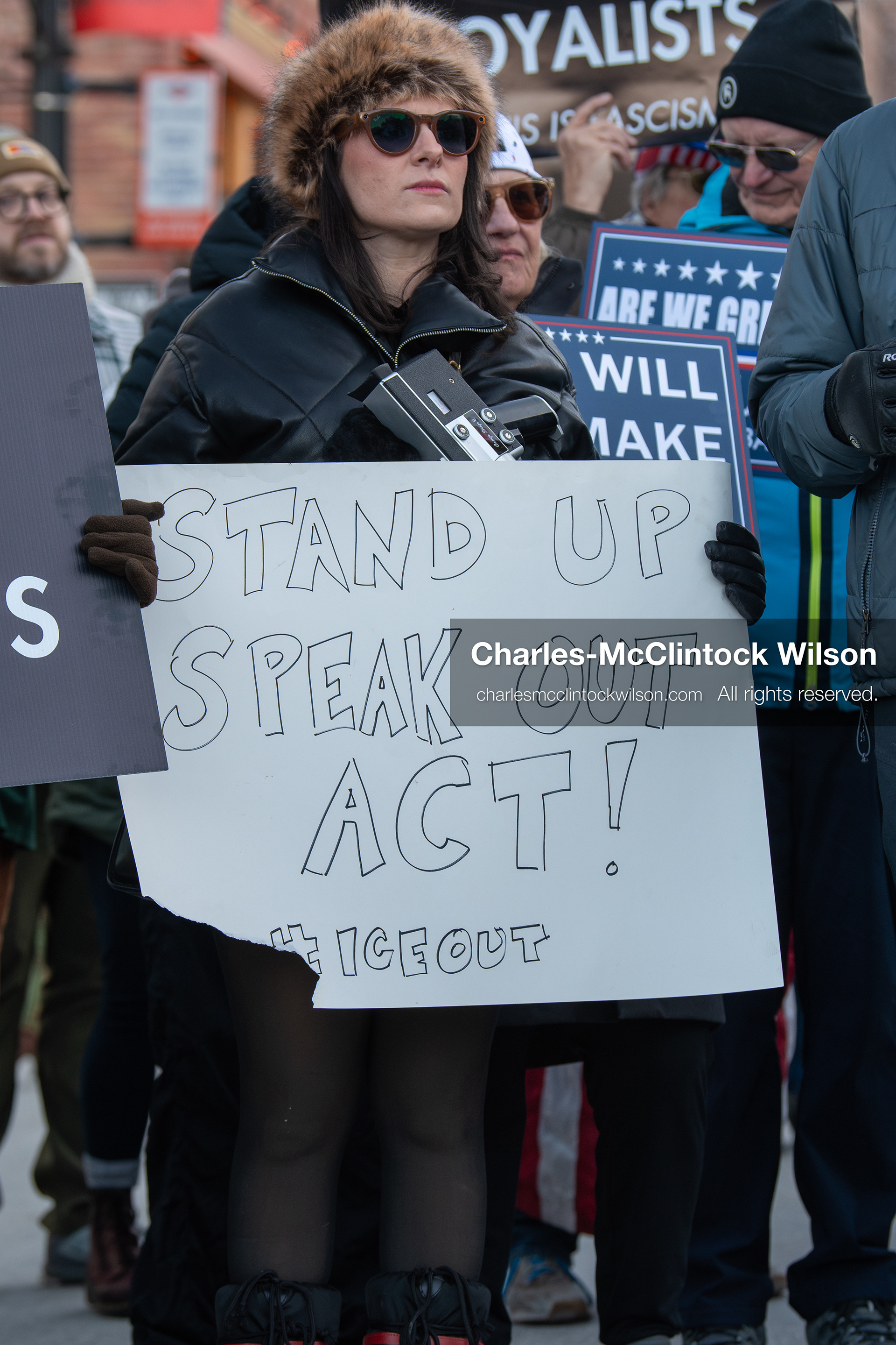 January 26, 2026, Park City, Utah, USA: Demonstrators gather on Main Street holding signs and American flags during a protest opposing U.S. Immigration and Customs Enforcement (I.C.E.) ICE agents at the Sundance Film Festival in Park City, Utah, on Monday, Jan. 26, 2026. The event was held in response to the fatal shooting of Alex Pretti by a U.S. Border Patrol officer in Minneapolis. (Credit Image: © Charles McClintock Wilson/ZUMA Press Wire)