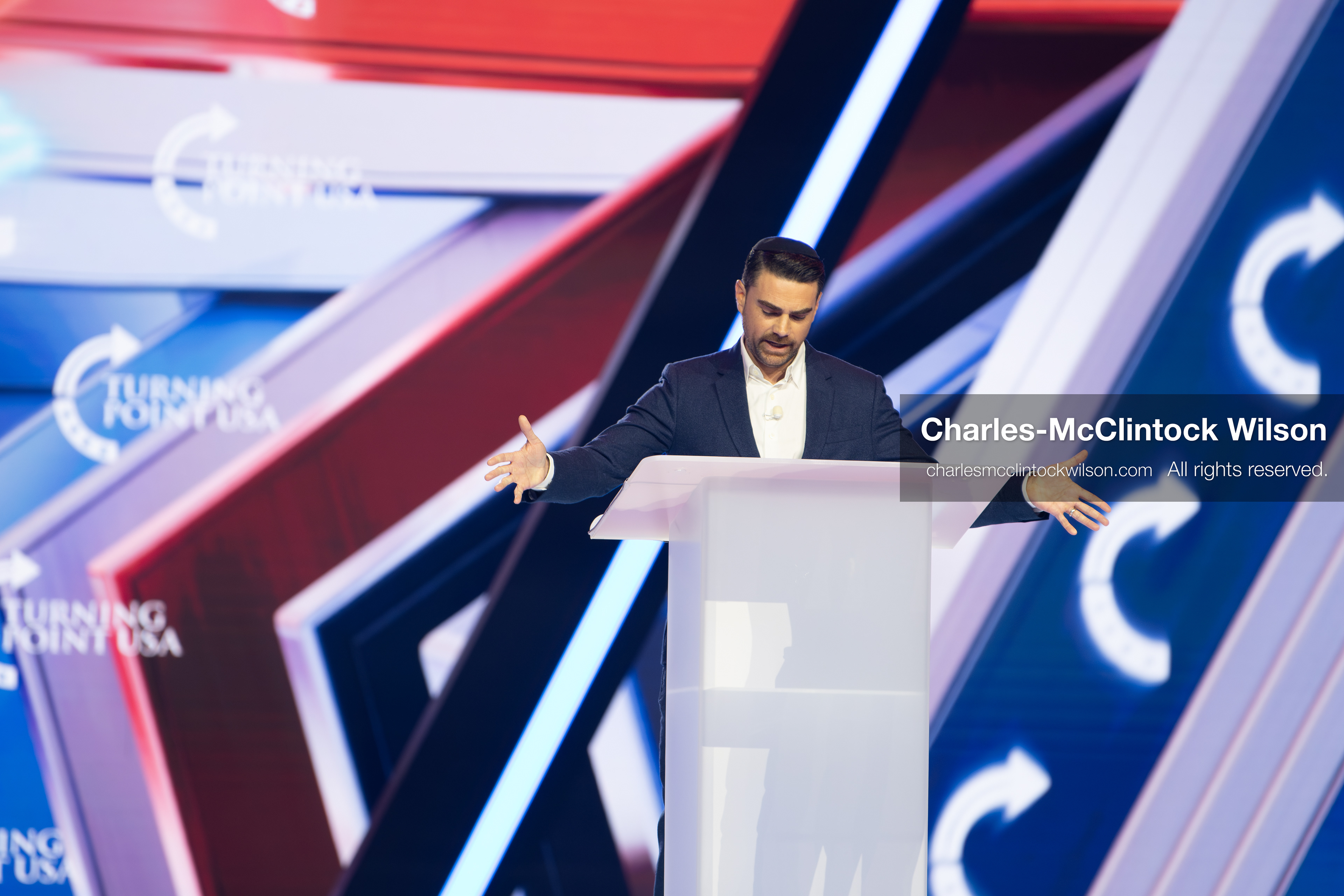 December 18, 2025, Phoenix, Arizona, USA: Ben Shapiro speaks during Day One of Turning Point USA’s AmericaFest 2025 at the Phoenix Convention Center in Phoenix, Arizona.   (Credit Image: © Charles‑McClintock Wilson/ZUMA Press Wire)