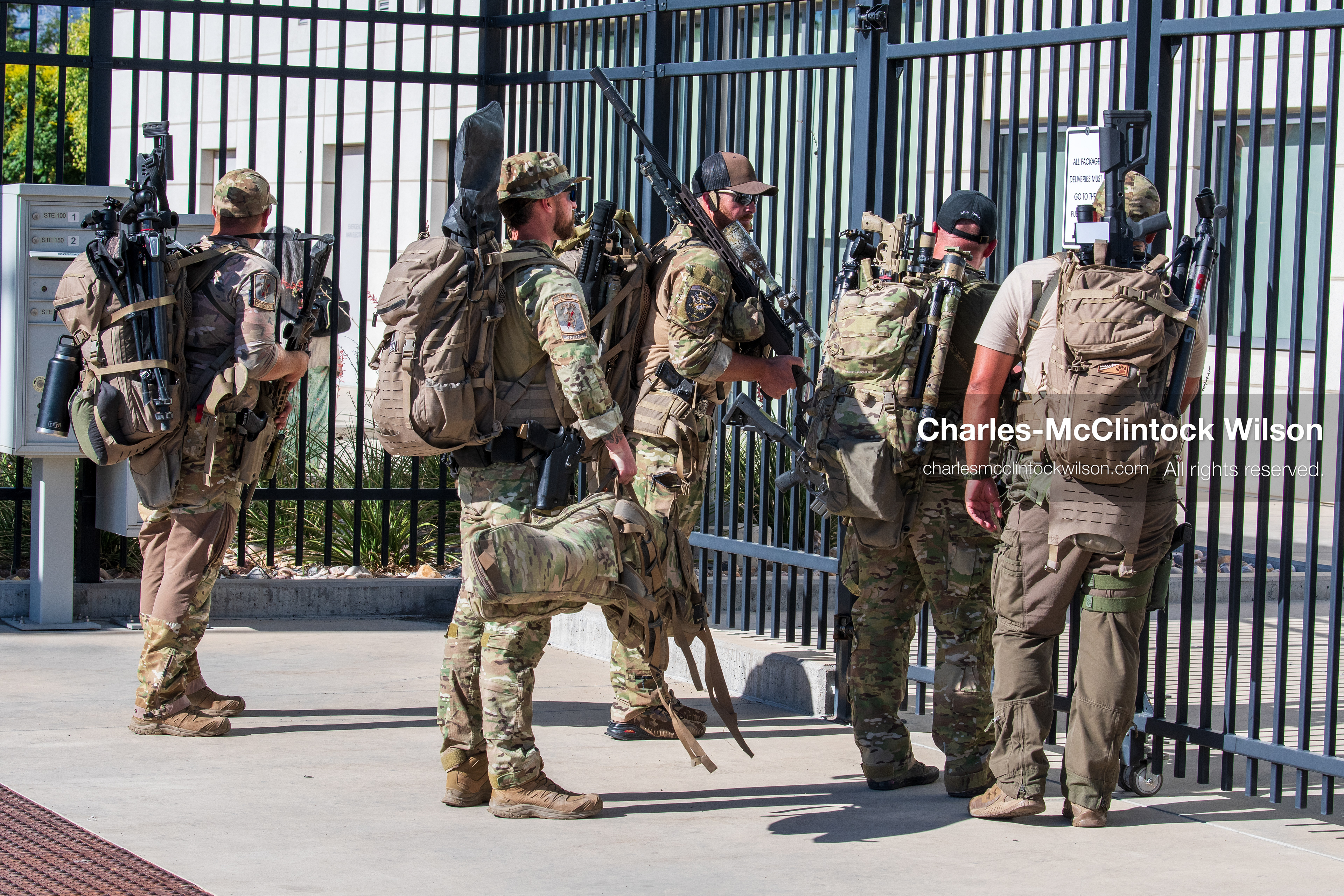 July 8, 2026, Provo, Utah, USA: Law enforcement tactical team members stand outside the Fourth District Court in Provo during the preliminary hearing for TYLER ROBINSON, who is charged in the 2025 shooting of Charlie Kirk at Utah Valley University. (Credit Image: © Charles-McClintock Wilson/ZUMA Press Wire)