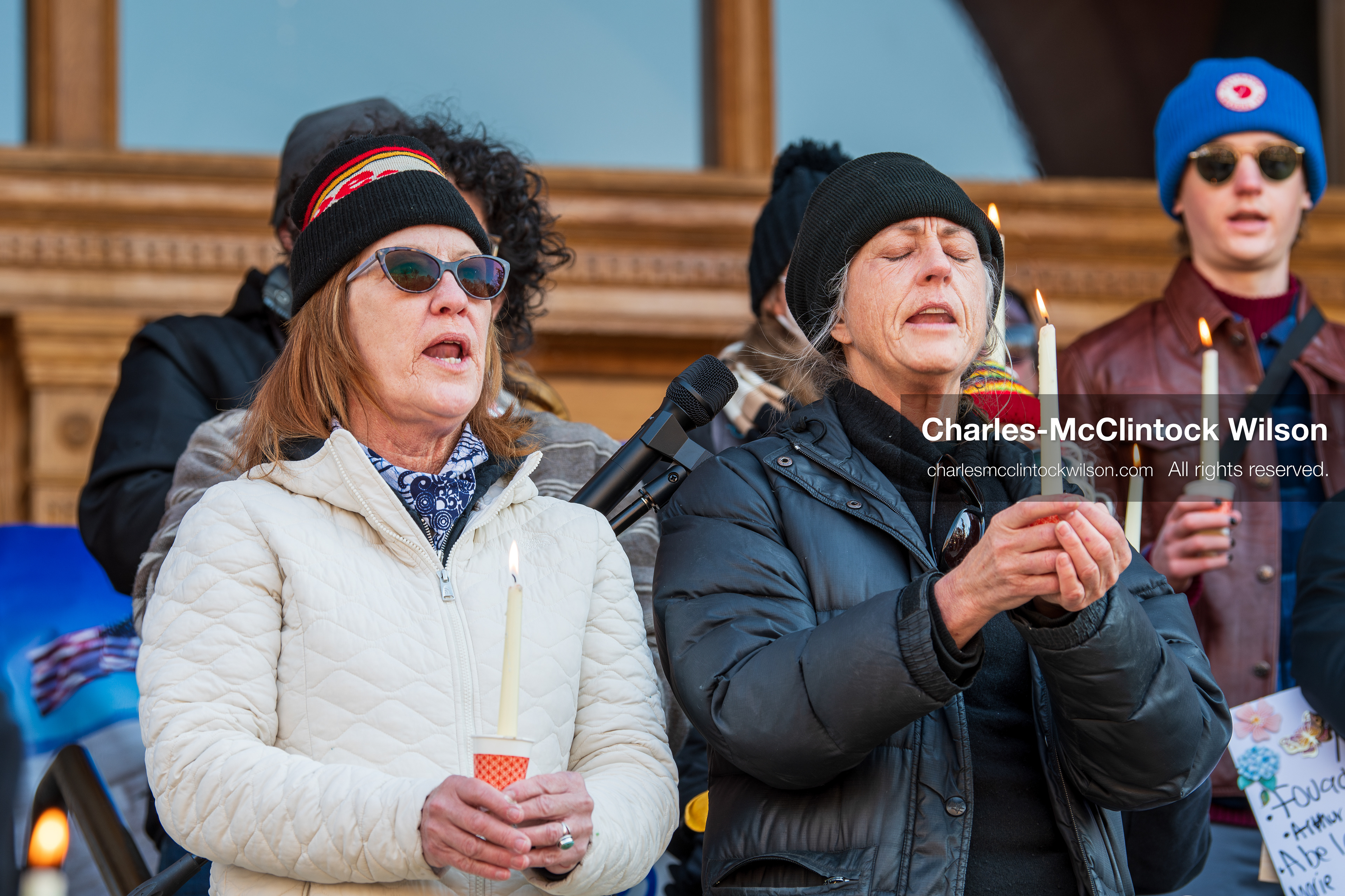 Salt Lake City, Utah, January 10, 2026: Participants hold candles during a vigil for Renee Nicole Good and other victims of ICE enforcement, part of the ICE Out for Good protest at Washington Square Park. (Credit Image: © Charles‑McClintock Wilson/ZUMA Press Wire)