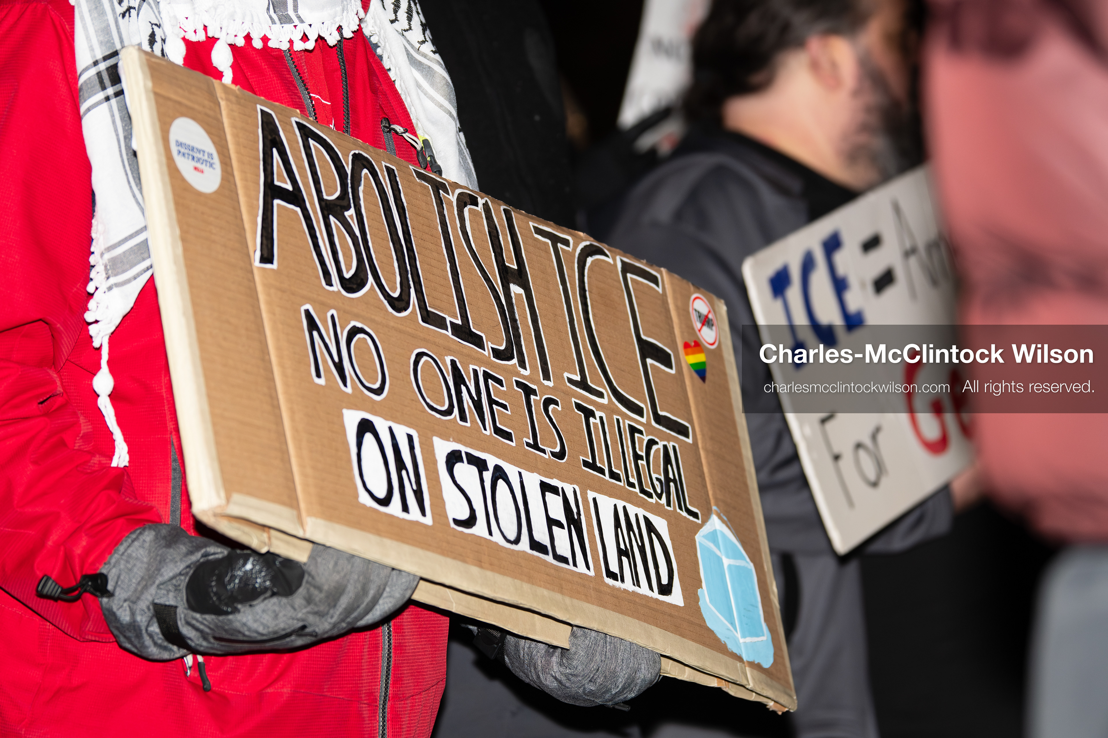January 8, 2026, Salt Lake City, Utah, USA: A demonstrator holds a sign during an anti ICE protest at Pioneer Park in Salt Lake City Utah on Jan 8 2026. The rally followed the death of Renee Nicole Good a Minneapolis woman who was fatally shot during an encounter with immigration authorities and drew hundreds calling for accountability and changes to enforcement practices. (Credit Image: © Charles-McClintock Wilson/ZUMA Press Wire)