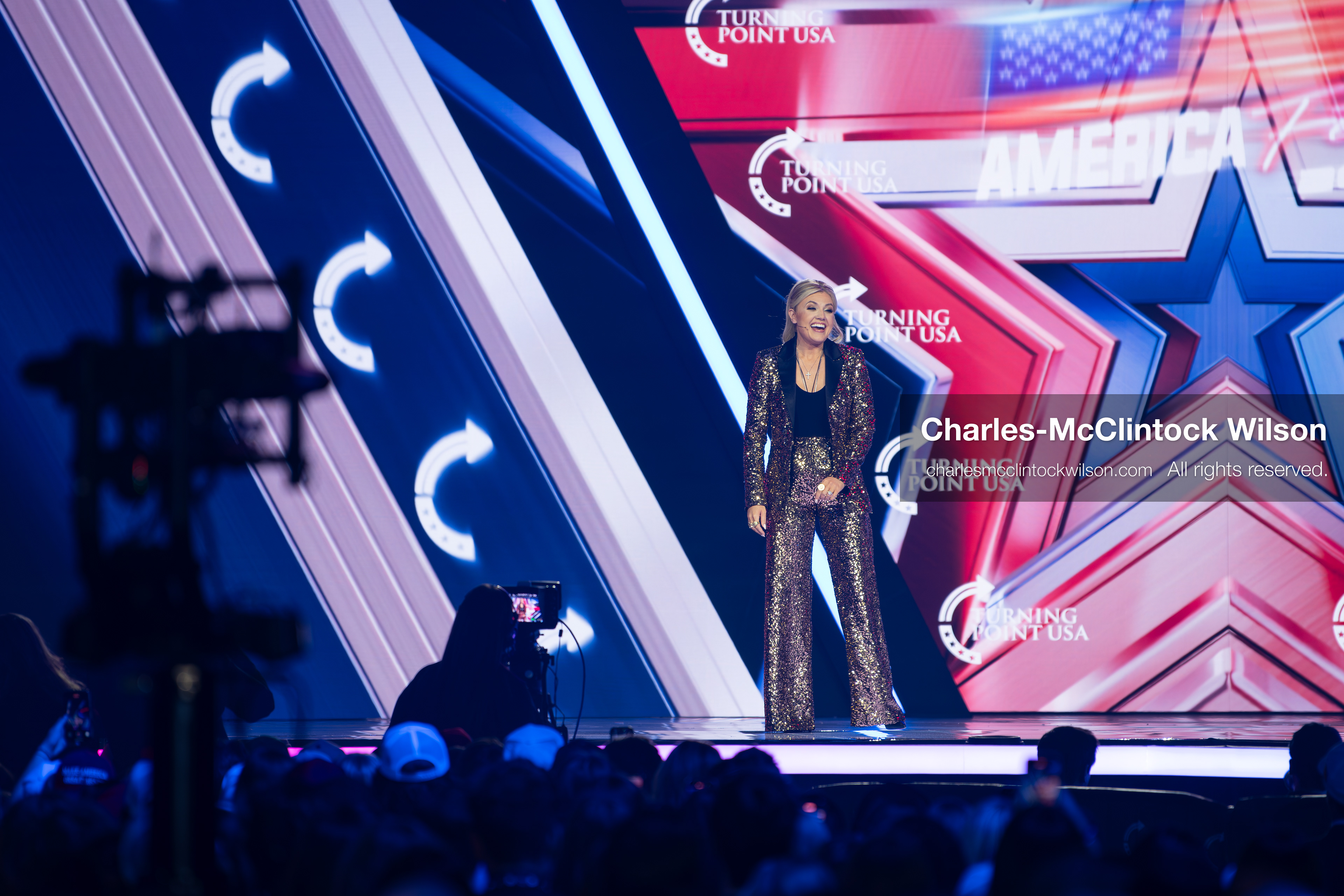 December 18, 2025, Phoenix, Arizona, USA: Mrs. Erika Kirk, CEO of Turning Point USA, speaks during Day One of Turning Point USA’s AmericaFest 2025 at the Phoenix Convention Center in Phoenix, Arizona.   (Credit Image: © Charles‑McClintock Wilson/ZUMA Press Wire)