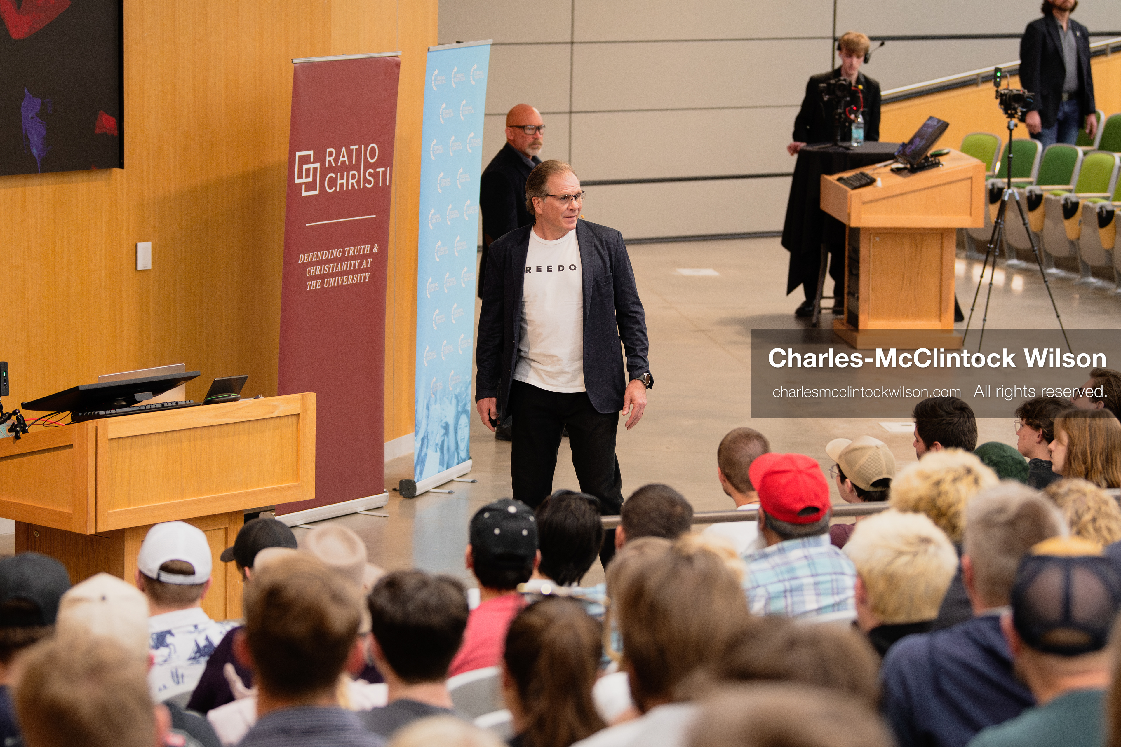 March 26, 2026, Orem, Utah, USA: US author, Christian apologist, and founder of http://CrossExamined.org Frank Turek speaks during a stop on his “Change My Mind” College Tour at Utah Valley University in Orem, Utah. The event, hosted by Ratio Christi, included discussions on faith, philosophy, and the problem of evil. (Credit Image: © Charles-McClintock Wilson/ZUMA Press Wire)