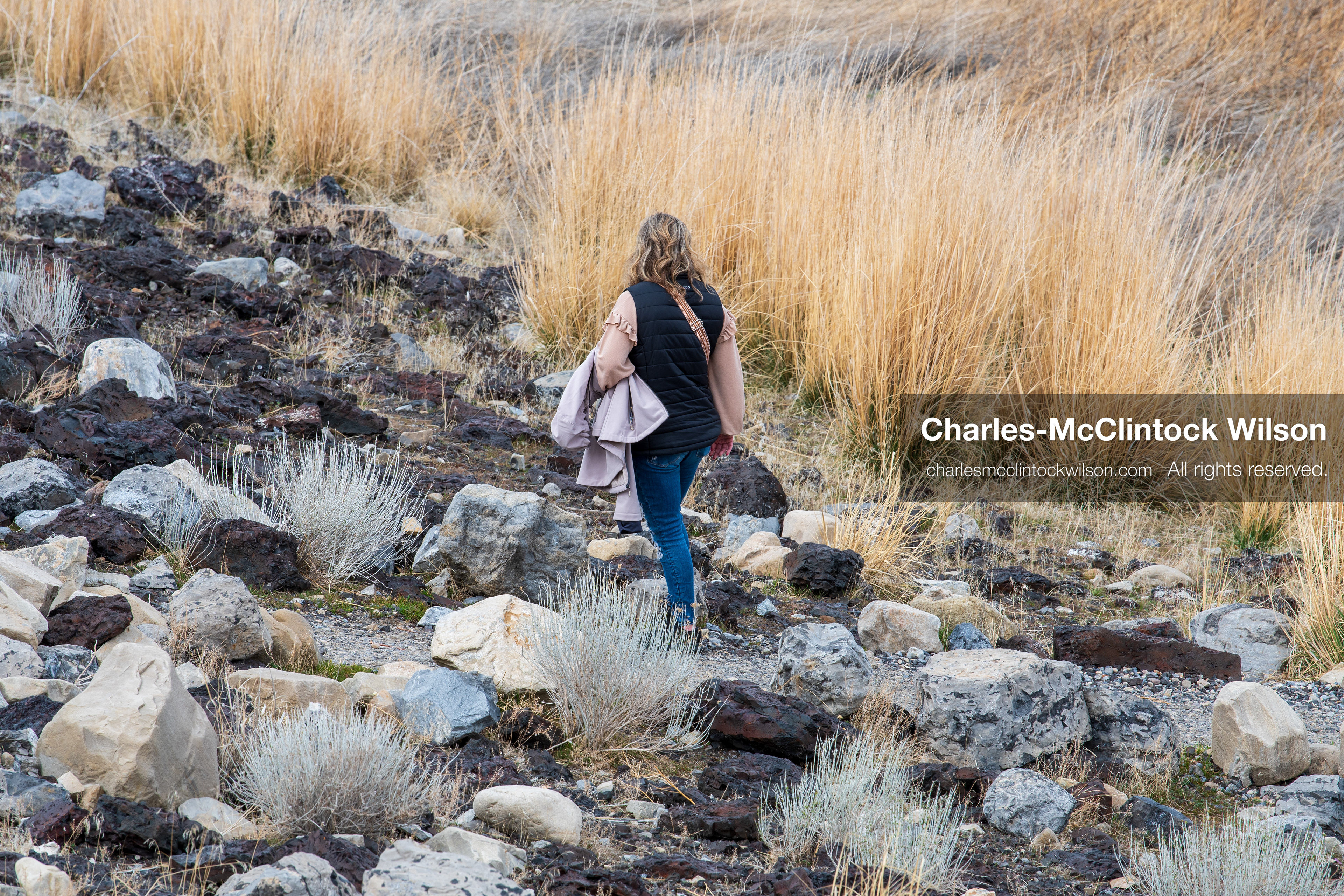 March 1, 2026, Great Salt Lake, Utah, USA: A person walks through rocks and dry grass near the shoreline of the Great Salt Lake as the region continues to experience historically low water levels. Reports from state officials and the Great Salt Lake Strike Team state that the lake remains in a serious adverse‑effects range, with elevations among the lowest recorded in more than one hundred years. The lake has drawn increased public attention as lawmakers consider large‑scale water projects and long‑term plans to address declining conditions. (Credit Image: © Charles‑McClintock Wilson/ZUMA Press Wire)
