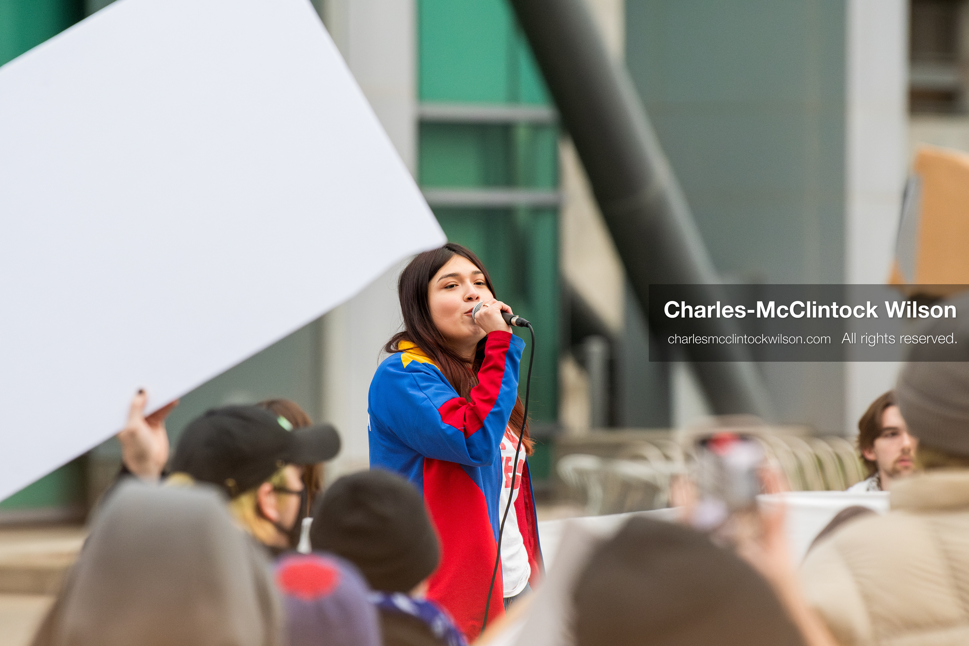 January 3, 2026, Salt Lake City, Utah, USA: A speaker addresses demonstrators during a protest against US military action in Venezuela outside the Wallace Federal Building in Salt Lake City, Utah. The protest was part of a nationwide mobilization opposing airstrikes and foreign intervention. (Credit Image: (c) Charles‑McClintock Wilson/ZUMA Press Wire)