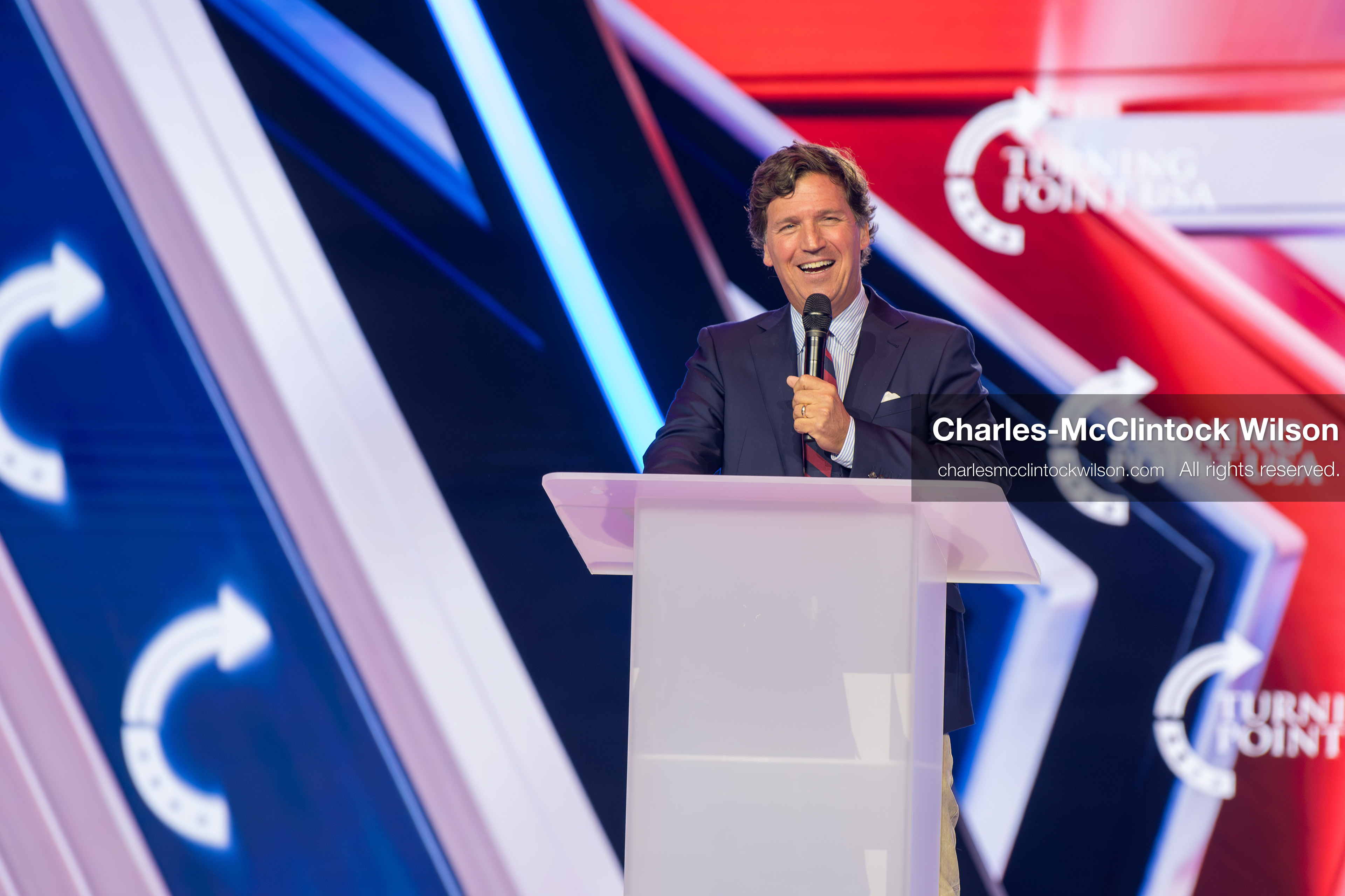 December 18, 2025, Phoenix, Arizona, USA: Tucker Carlson speaks on Day One of Turning Point USA’s AmericaFest 2025 at the Phoenix Convention Center in Phoenix, Arizona.   (Credit Image: © Charles‑McClintock Wilson/ZUMA Press Wire)
