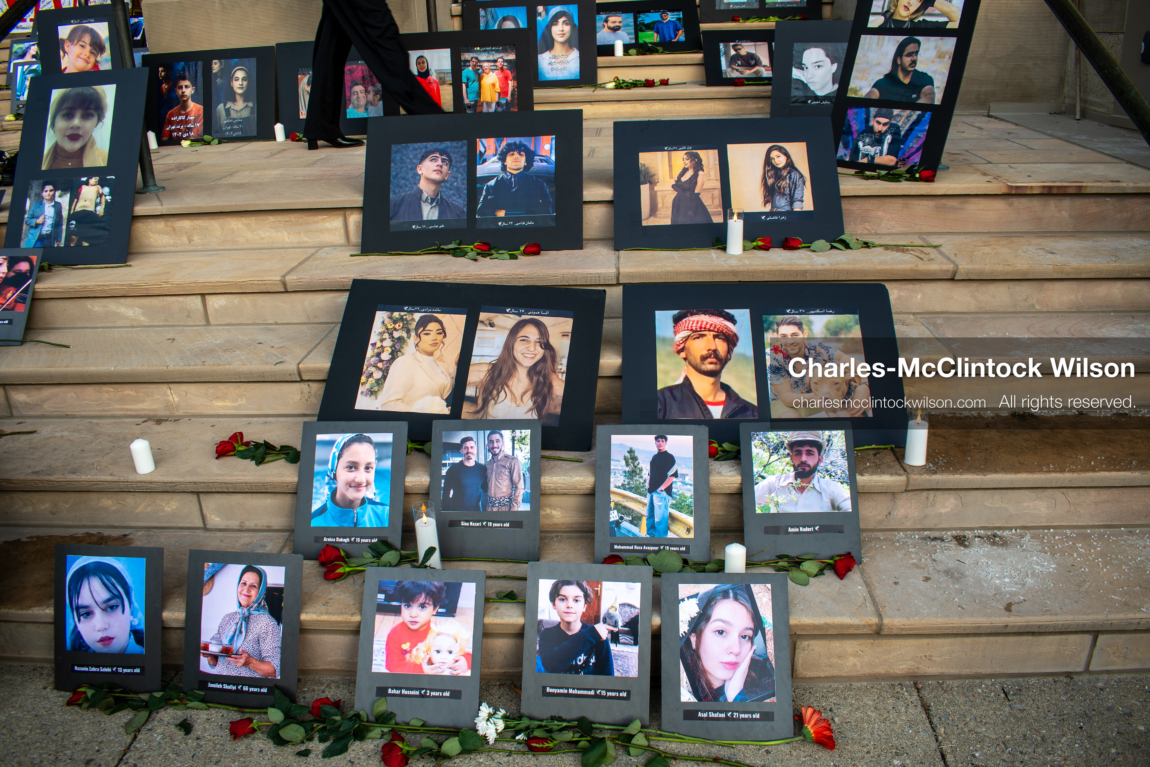January 30, 2026, Salt Lake City, Utah, USA: Portraits, candles, and flowers are arranged on the steps of the Salt Lake City and County Building during a vigil honoring victims of the Iranian government. (Credit Image: © Charles McClintock Wilson/ZUMA Press Wire)