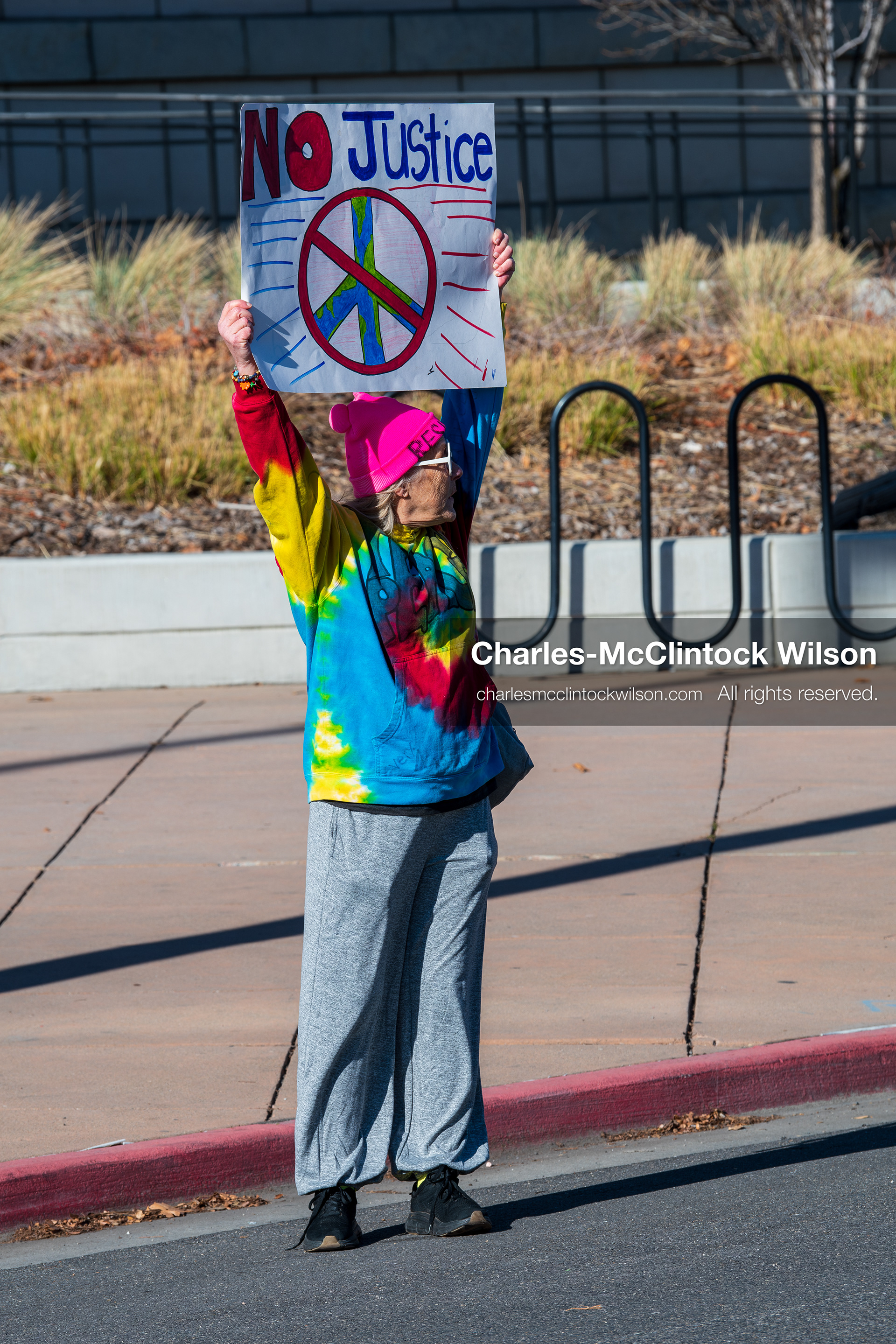 Salt Lake City, Utah, January 10, 2026: A protester holds a sign outside the Scott M. Matheson Courthouse during the ICE Out for Good protest, a demonstration calling for justice for Renee Nicole Good. (Credit Image: © Charles‑McClintock Wilson/ZUMA Press Wire)