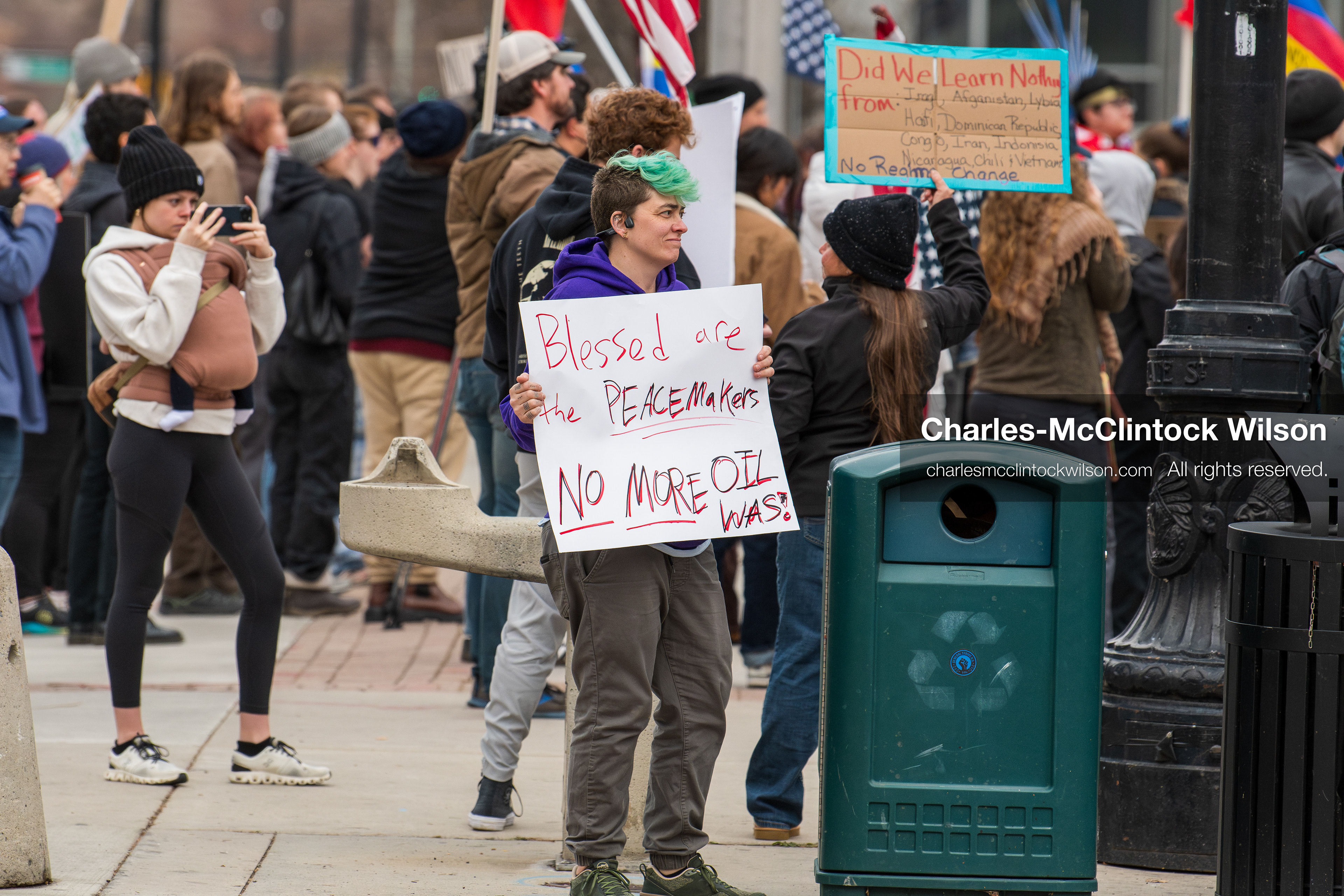 January 3, 2026, Salt Lake City, Utah, USA: Protesters hold signs during an emergency demonstration against US action in Venezuela outside the Wallace Federal Building in Salt Lake City, Utah. The event was part of a nationwide mobilization responding to recent military developments. (Credit Image: (c) Charles‑McClintock Wilson/ZUMA Press Wire)