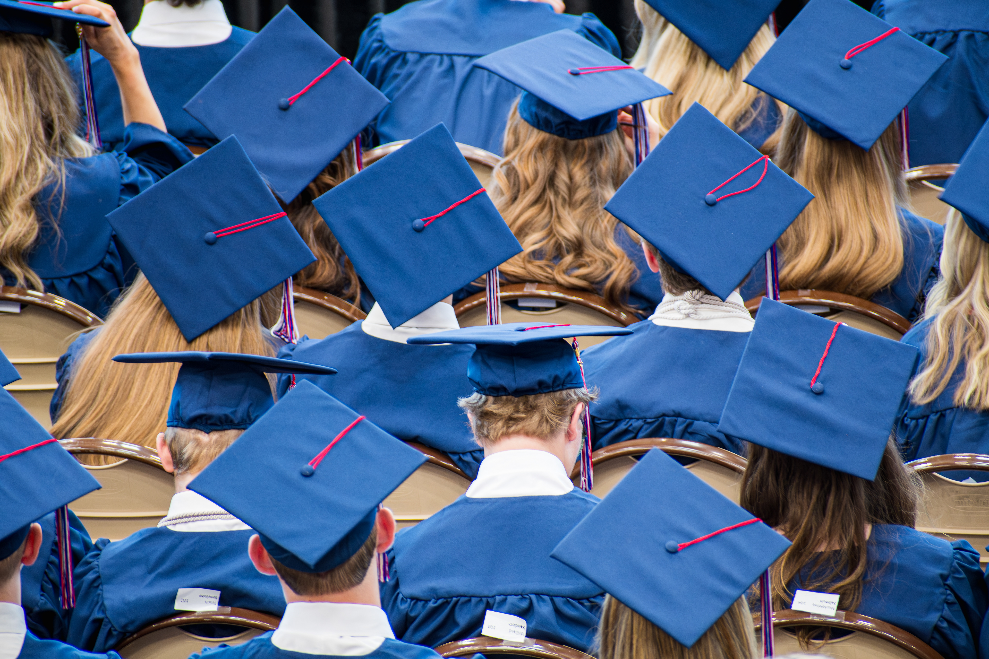 AMERICAN FORK, UT, USA – MAY 24, 2025: Students wearing graduation caps gather at a school in American Fork, Utah, celebrating their achievements and marking the milestone of completing their studies.