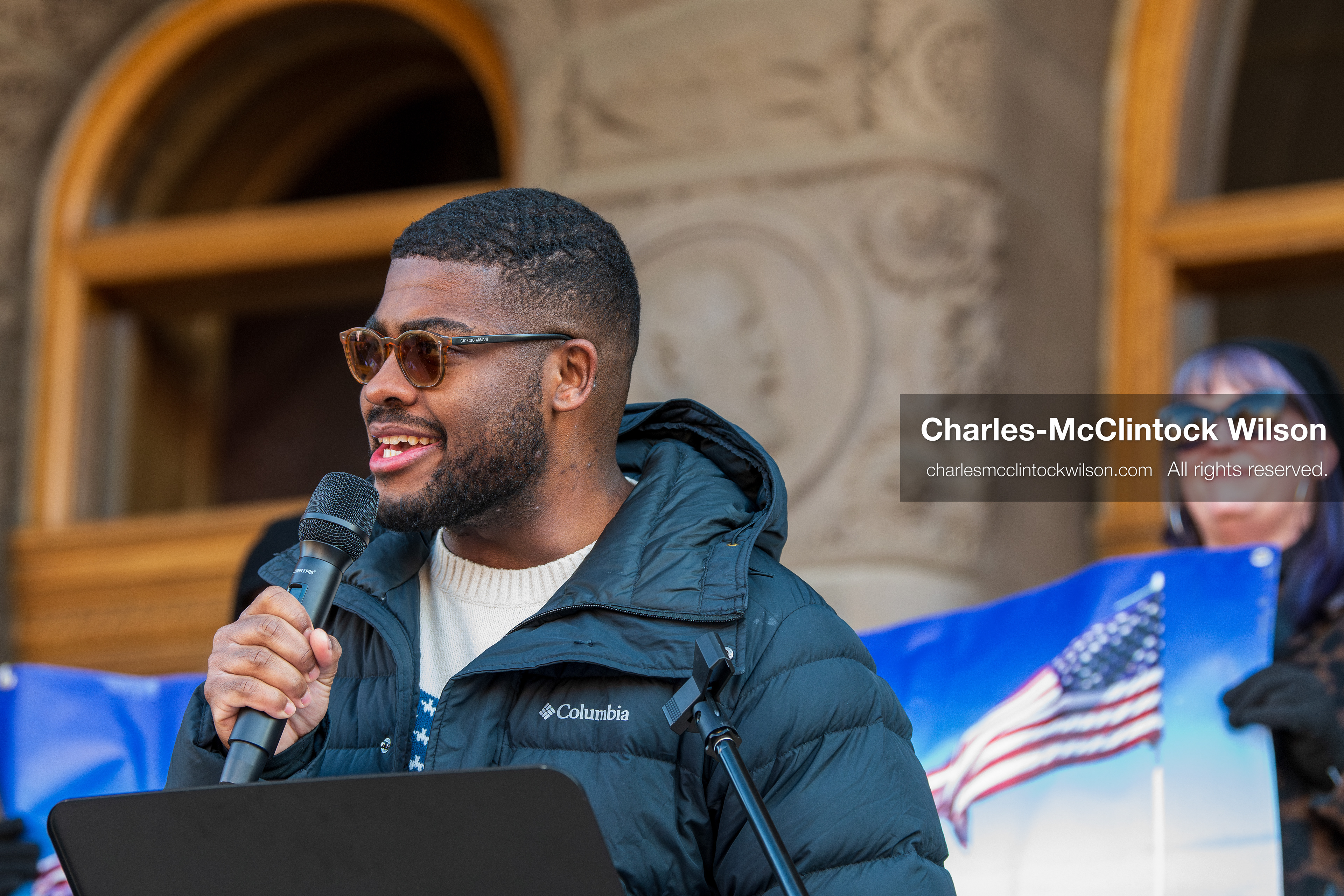 Salt Lake City, Utah, January 10, 2026: Isaiah Martin, a Democratic political advocate and former candidate for Texas’s 18th Congressional District, speaks during the ICE Out for Good protest at Washington Square Park, a demonstration calling for justice for Renee Nicole Good. (Credit Image: © Charles‑McClintock Wilson/ZUMA Press Wire)