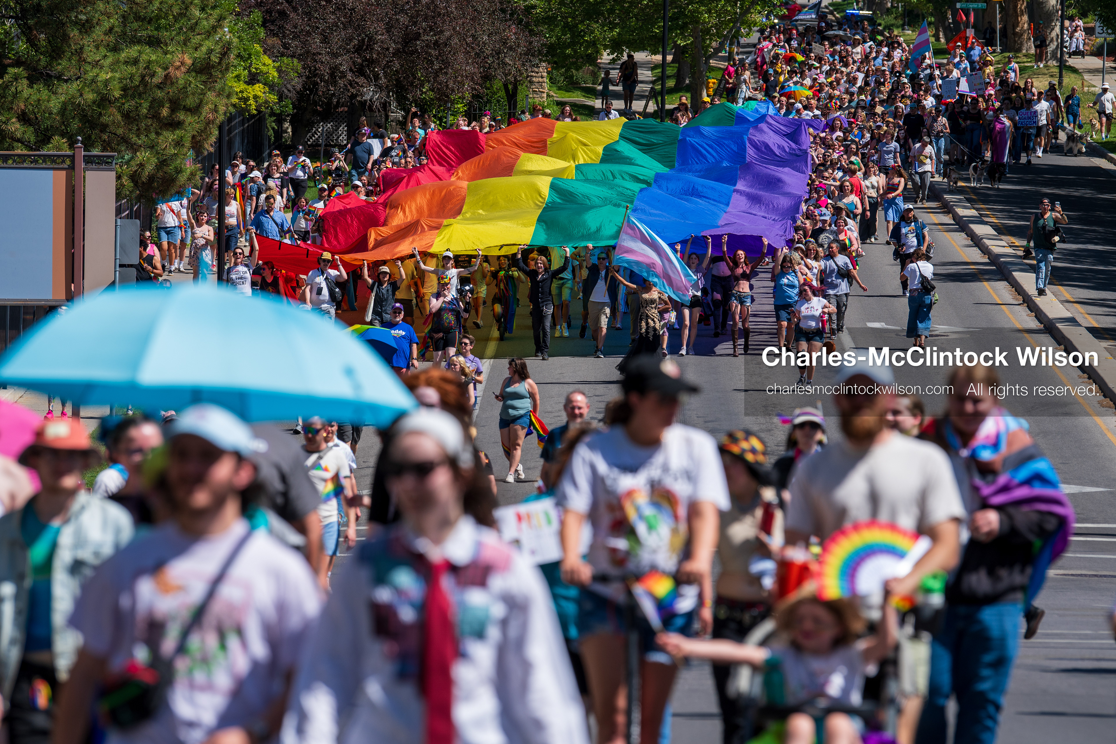 June 6, 2026, Salt Lake City, Utah, USA: Participants carry a large rainbow flag down the street during the Utah Pride Rally and March. (Credit Image: © Charles-McClintock Wilson/ZUMA Press Wire)