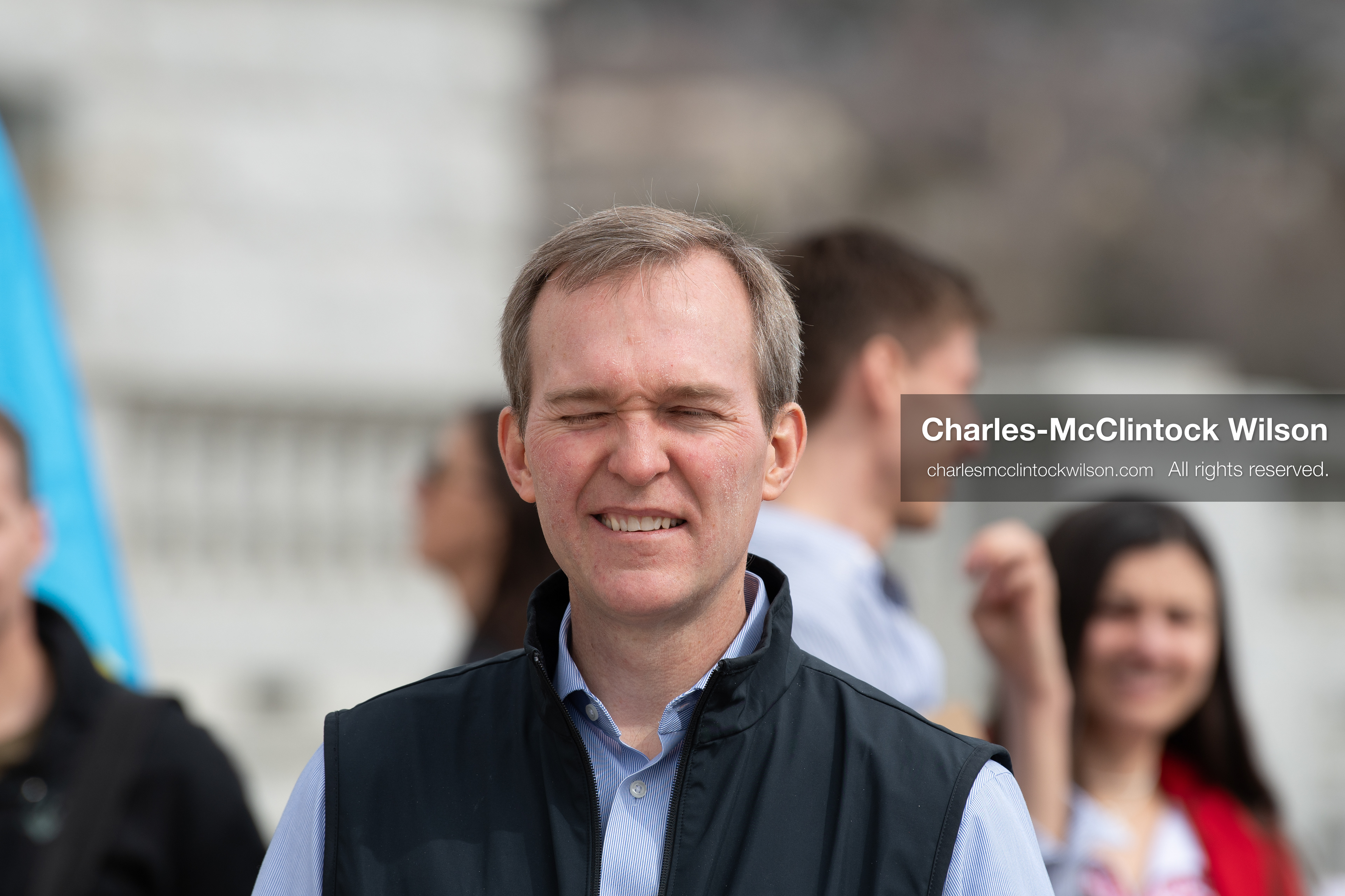 February 28, 2026, Salt Lake City, Utah, USA: BEN MCADAMS, former U.S. Congressman, a Democrat from Utah and a 2026 congressional candidate, stands with attendees during the Stand With Ukraine rally at the Utah State Capitol. The event marked the four year anniversary of the full scale Russian invasion of Ukraine and drew community members showing support for Ukrainians and local humanitarian efforts. (Credit Image: © Charles McClintock Wilson/ZUMA Press Wire)