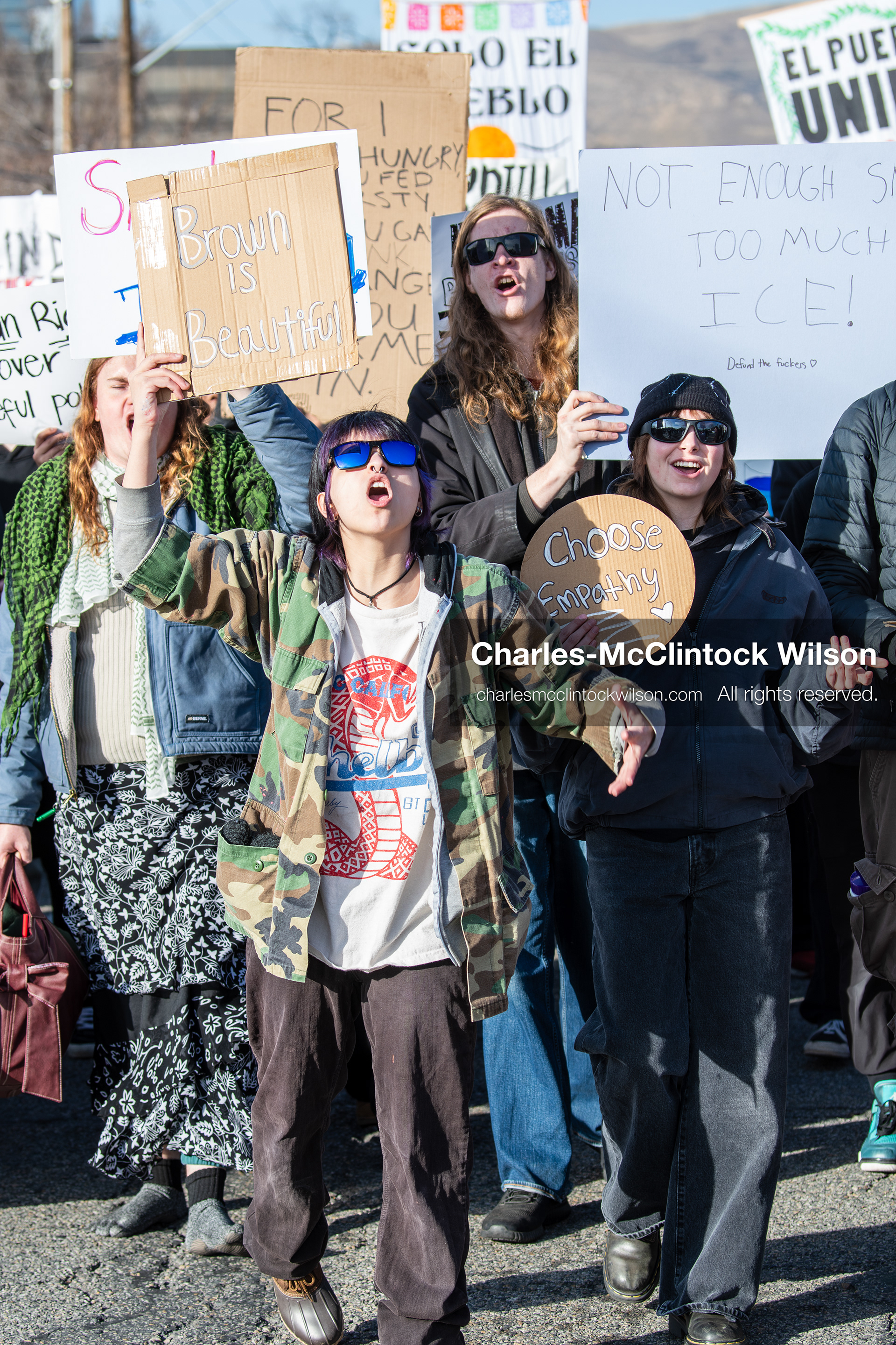 January 30, 2026, Salt Lake City, Utah, USA: Demonstrators march through downtown Salt Lake City during an anti‑ICE protest, part of a nationwide response to immigration enforcement policies. (Credit Image: © Charles‑McClintock Wilson/ZUMA Press Wire)