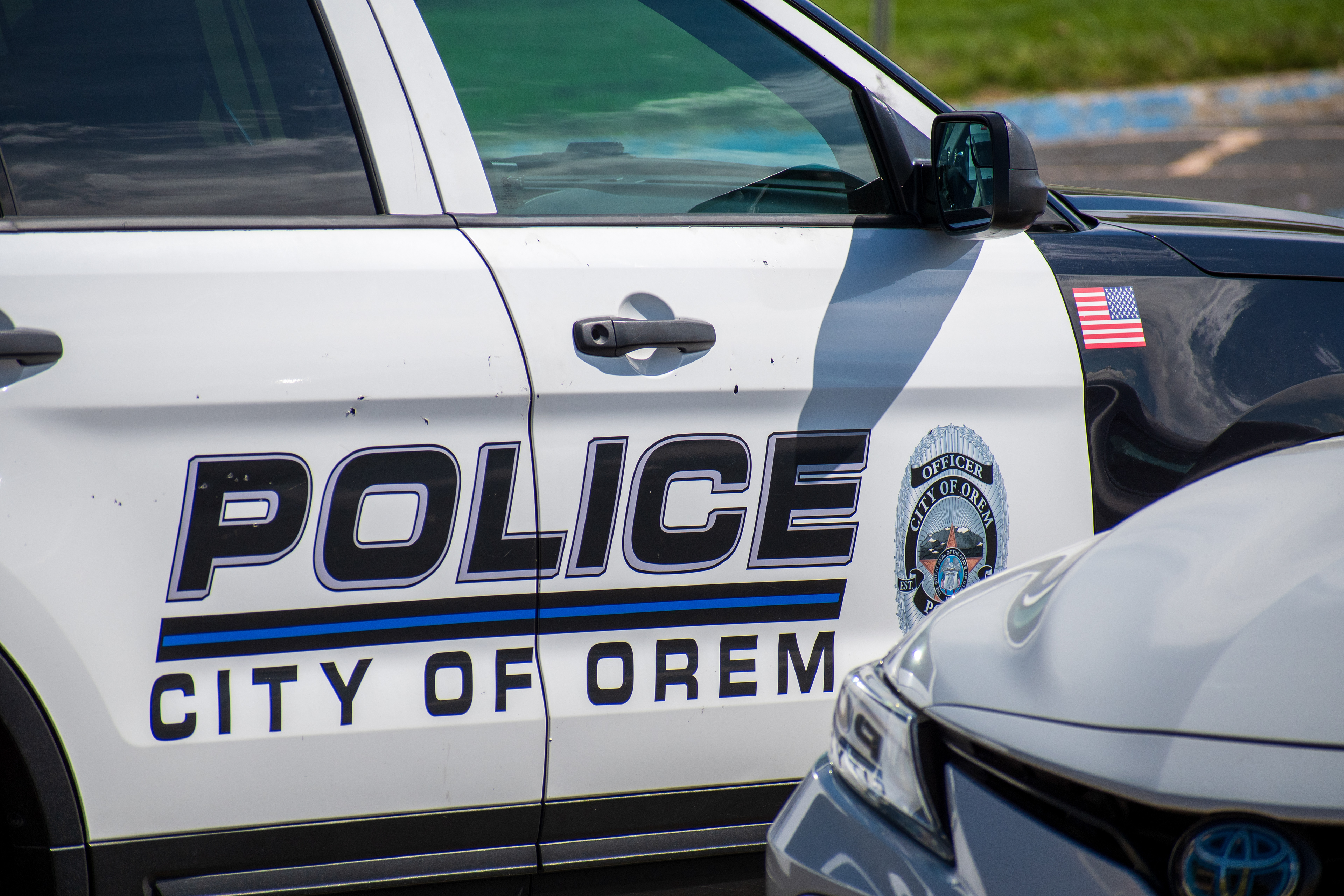 September 12, 2025 – Orem, Utah, United States: A police vehicle is seen parked at Utah Valley University following the fatal shooting of conservative activist Charlie Kirk, who was assassinated during a public event on campus two days earlier. Photograph by Charles‑McClintock Wilson / ZUMA Press Wire