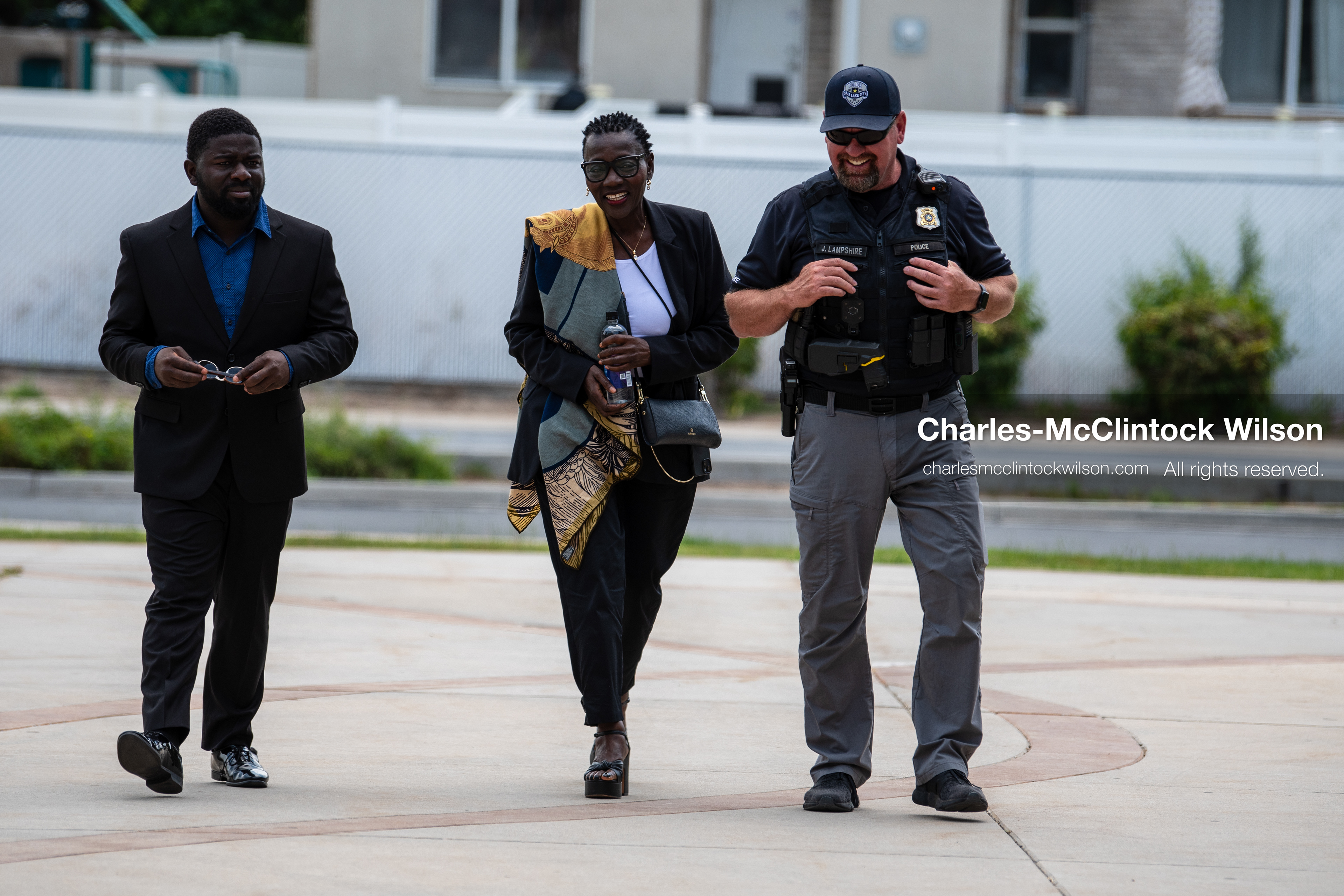 June 24, 2026, Salt Lake City, Utah, USA: Dr. AUMA OBAMA, (center), founder of the Sauti Kuu Foundation and sister of former US president Barack Obama, Arrives with an escort for the ''You(th) Matter'' community event at Glendale Middle School in Salt Lake City, Utah, June 24, 2026. (Credit Image: © Charles-McClintock Wilson/ZUMA Press Wire)