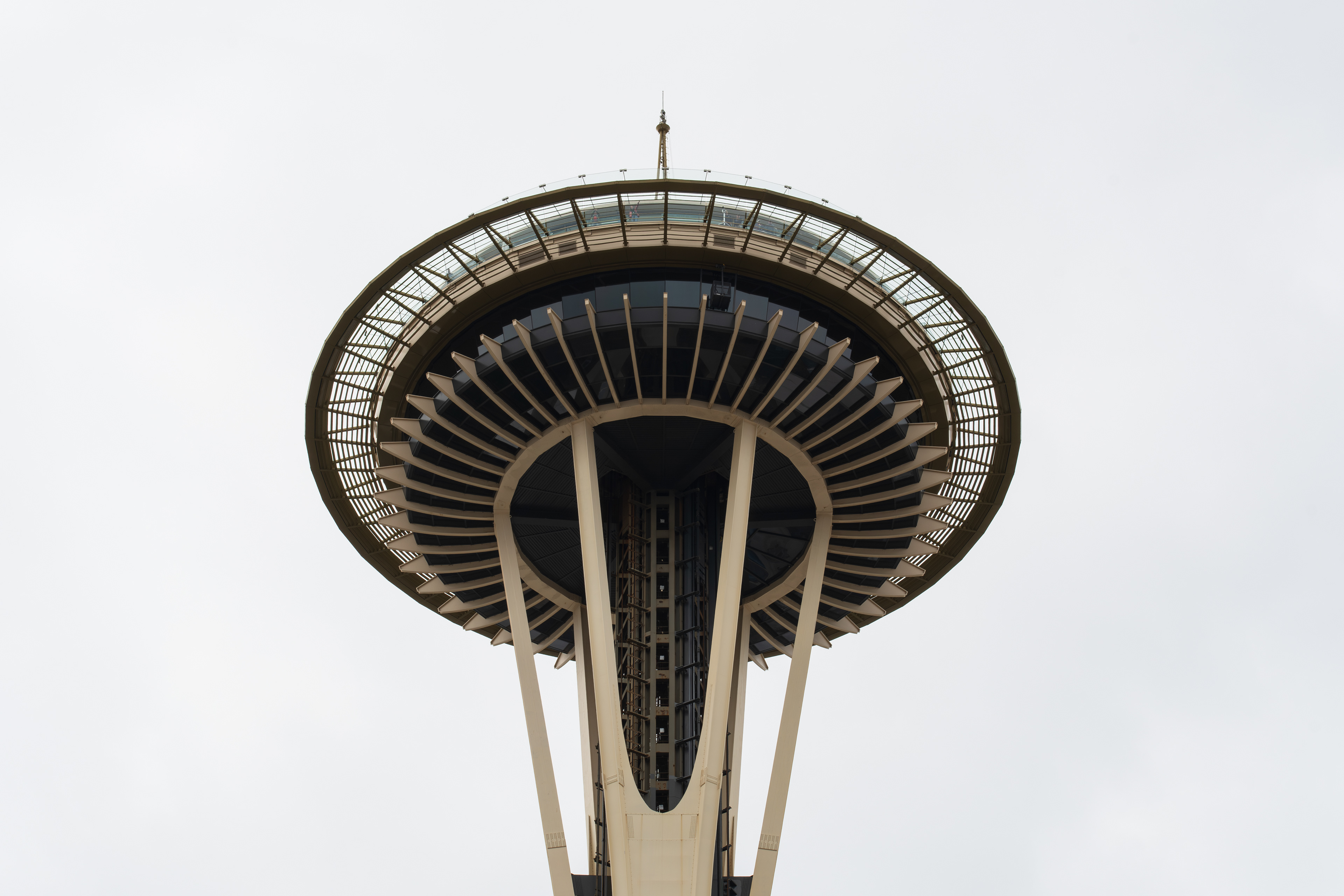 SEATTLE, WA, USA - APR 7, 2025: The Space Needle is seen in Seattle. The Space Needle is an observation tower in Seattle, Washington, United States. Considered to be an icon of the city. 