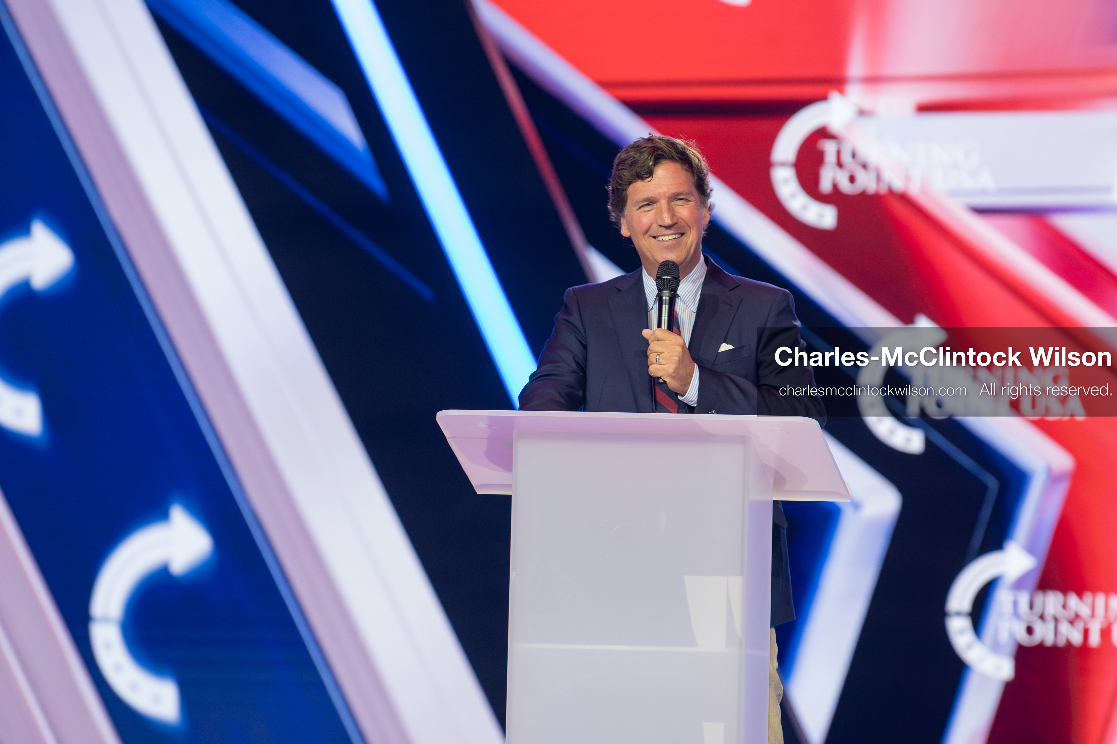 December 18, 2025, Phoenix, Arizona, USA: Tucker Carlson speaks on Day One of Turning Point USA’s AmericaFest 2025 at the Phoenix Convention Center in Phoenix, Arizona.   (Credit Image: © Charles‑McClintock Wilson/ZUMA Press Wire)