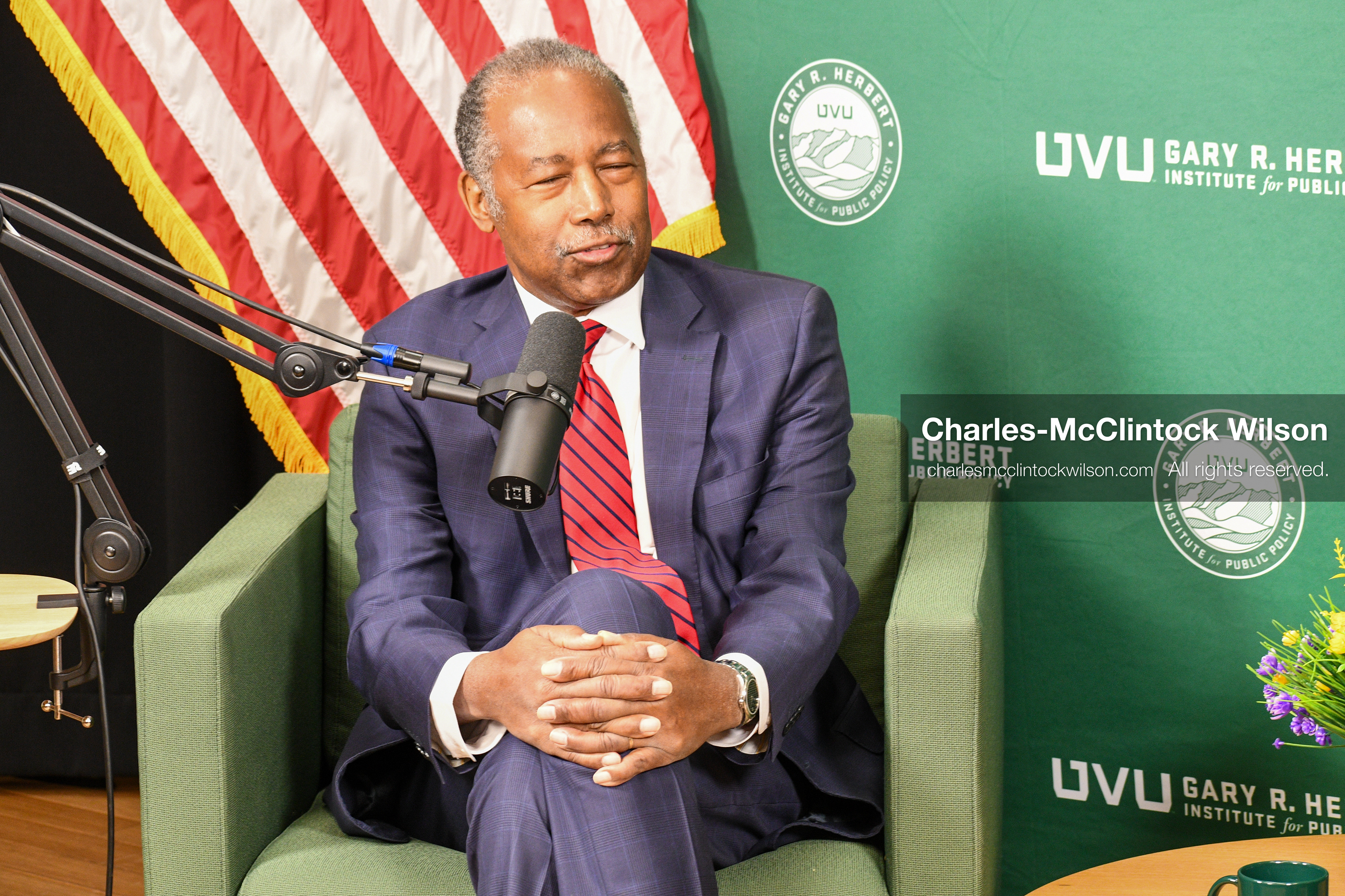 November 5, 2025, Orem, Utah, USA: Dr. Ben Carson, former U.S. Secretary of Housing and Urban Development and 2016 Republican presidential candidate, speaks with members of the press ahead of a public event hosted by the Gary R. Herbert Institute at Utah Valley University in Orem, Utah, on Nov. 5, 2025. (Credit Image: © Charles-McClintock Wilson/ZUMA Press Wire)