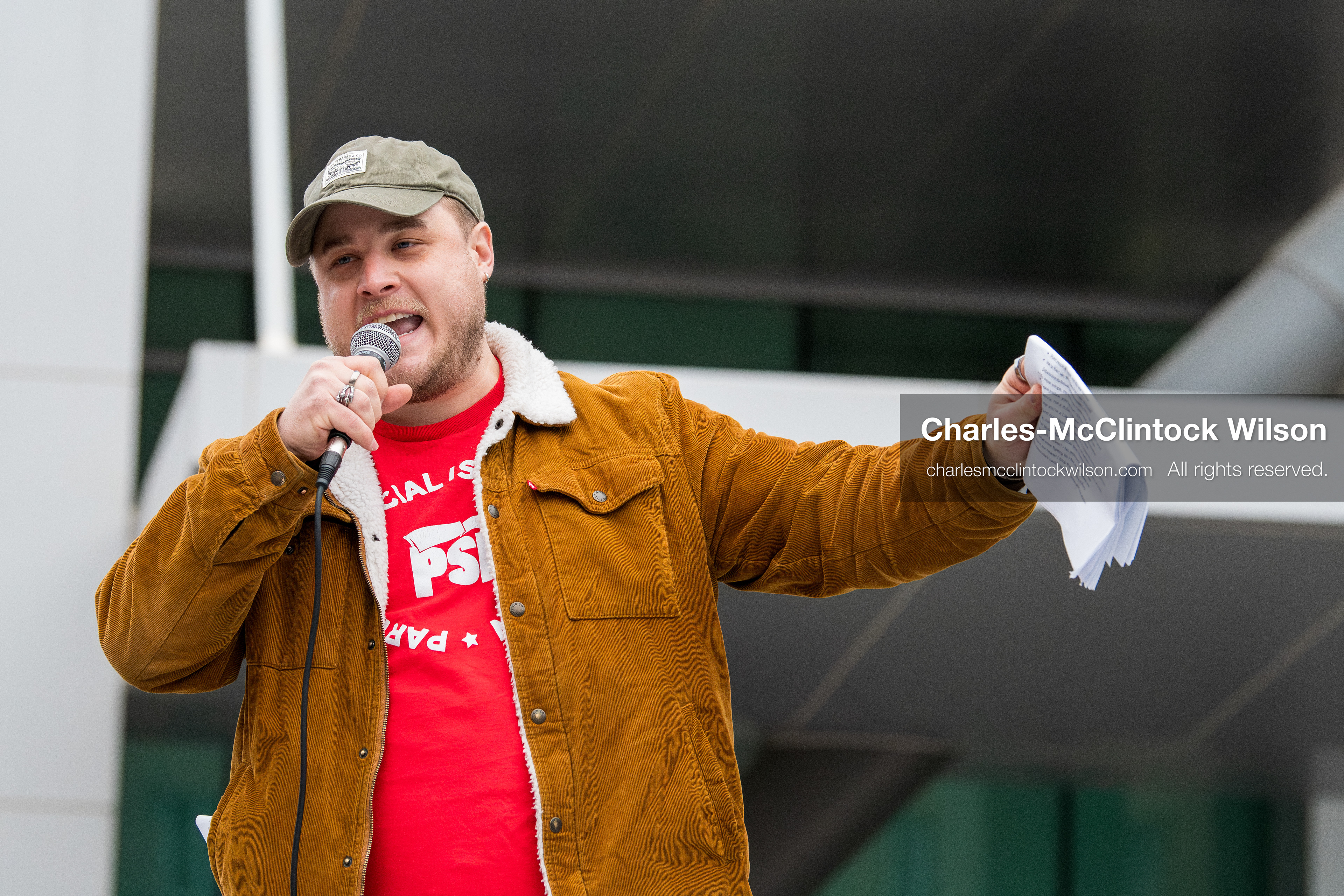 January 3, 2026, Salt Lake City, Utah, USA: A speaker addresses demonstrators during a protest against US military action in Venezuela outside the Wallace Federal Building in Salt Lake City, Utah. The protest was part of a nationwide mobilization opposing airstrikes and foreign intervention. (Credit Image: (c) Charles‑McClintock Wilson/ZUMA Press Wire)