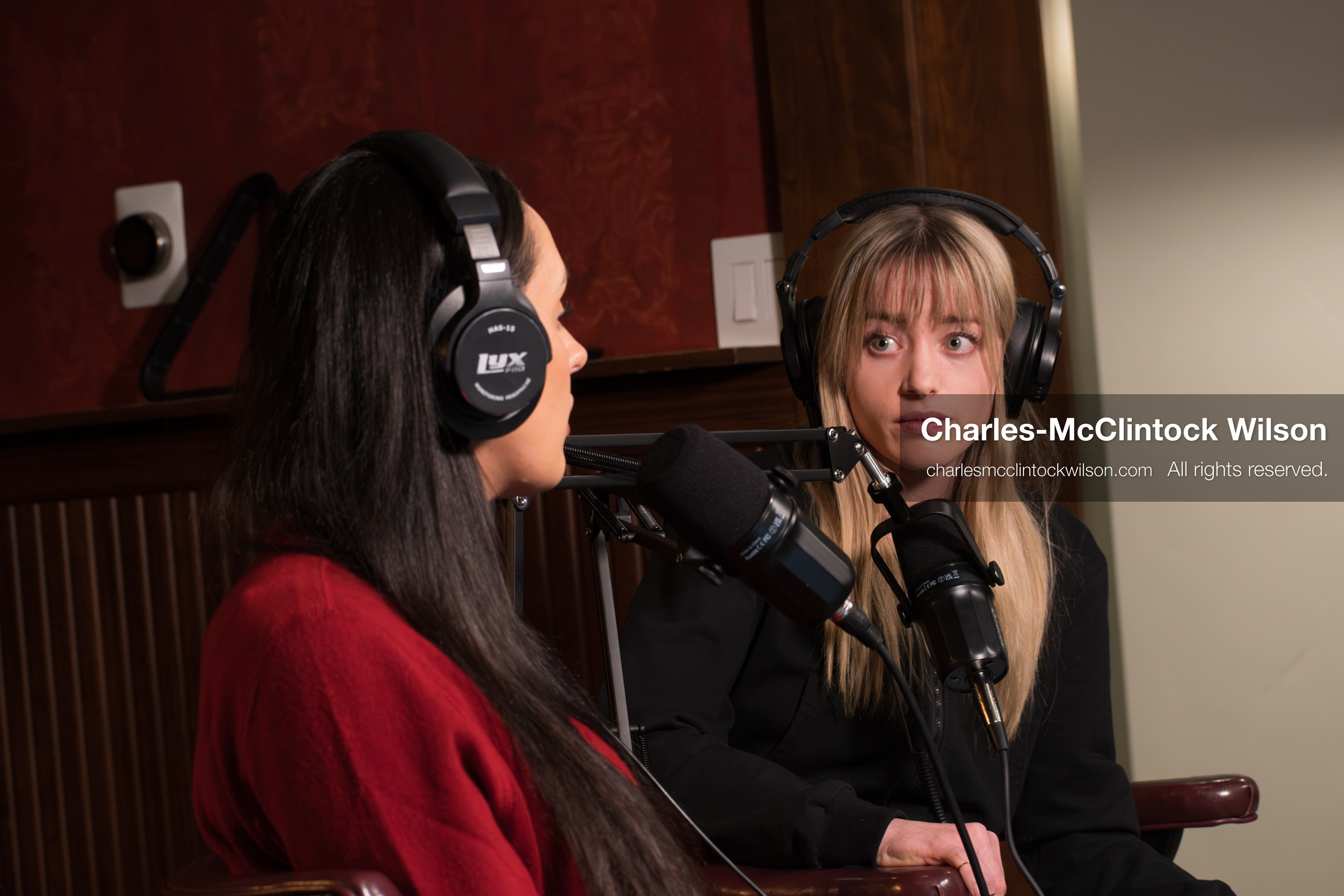 November 22, 2025 – Salt Lake City, Utah, USA: Brandi Siciliani and Billie Webb speak during the recording of an episode of The Brandi & Billie Show, an independent podcast known for its long-form commentary on politics, culture, and major world events. (Credit Image: © Charles‑McClintock Wilson)