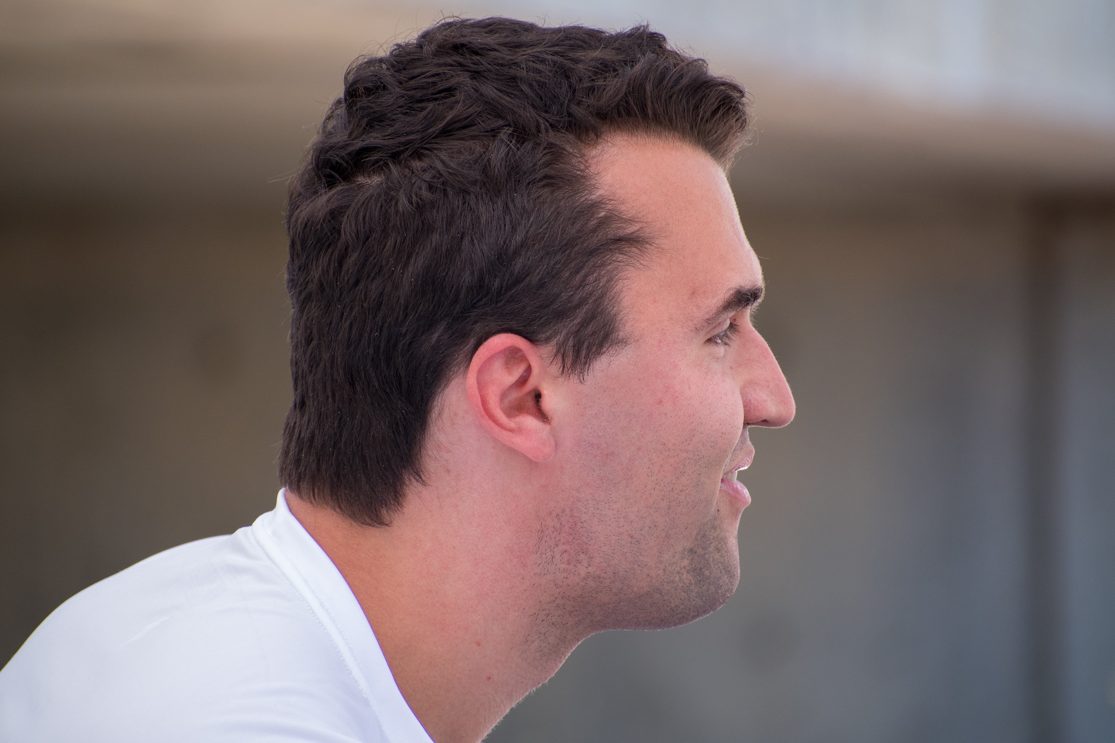 OREM, UTAH – SEPTEMBER 10, 2025: Charlie Kirk appears focused and resolute during a public event at Utah Valley University. Captured in a moment of quiet intensity, Kirk looks off-camera as media lenses track his movements. The image reflects the tension and conviction that defined his final public appearance before the shooting incident that disrupted the event. © Charles-McClintock Wilson / ZUMA Press 
